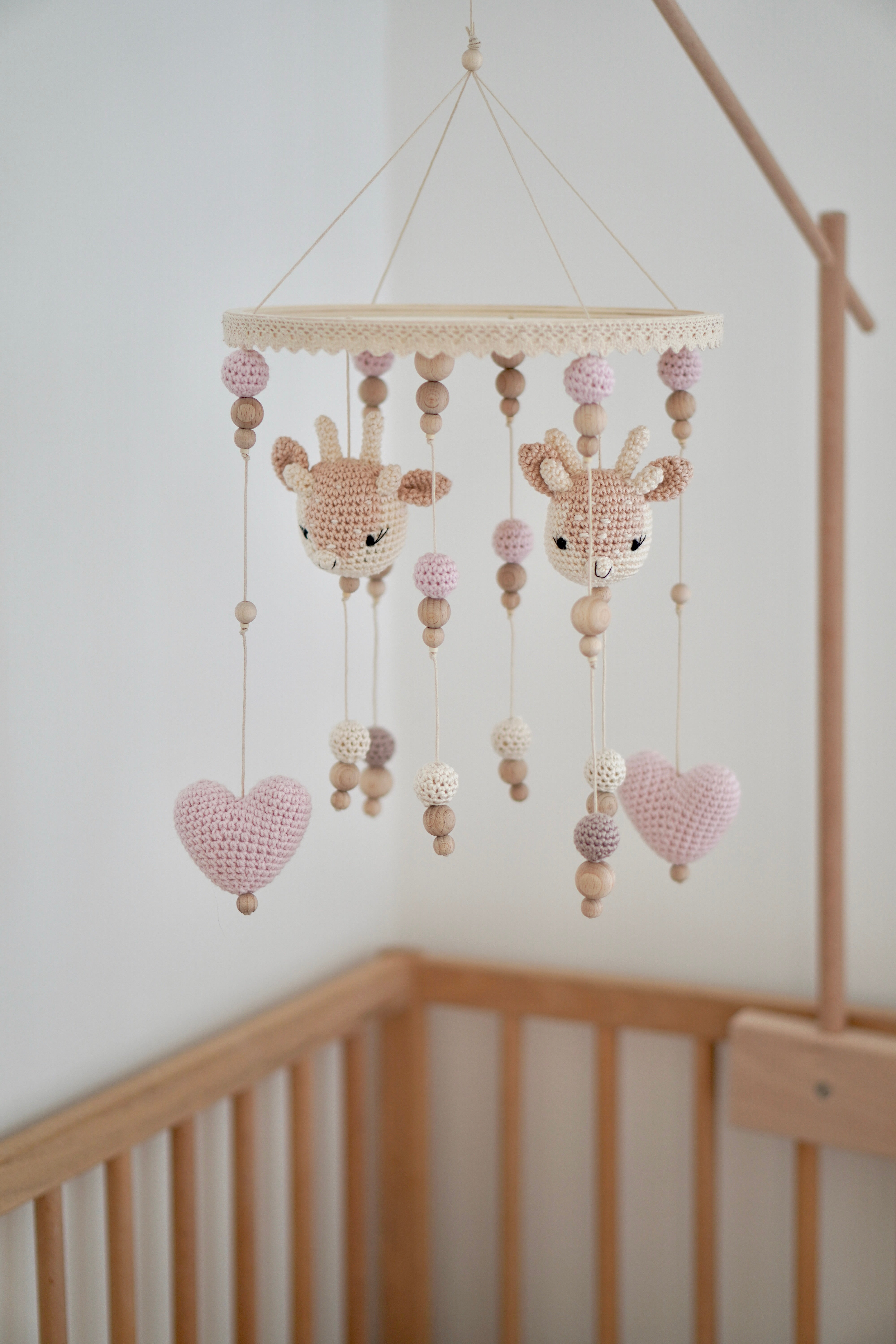 Baby Mobile 2in1 "BAMBI HEART" mit Musik aus Holz