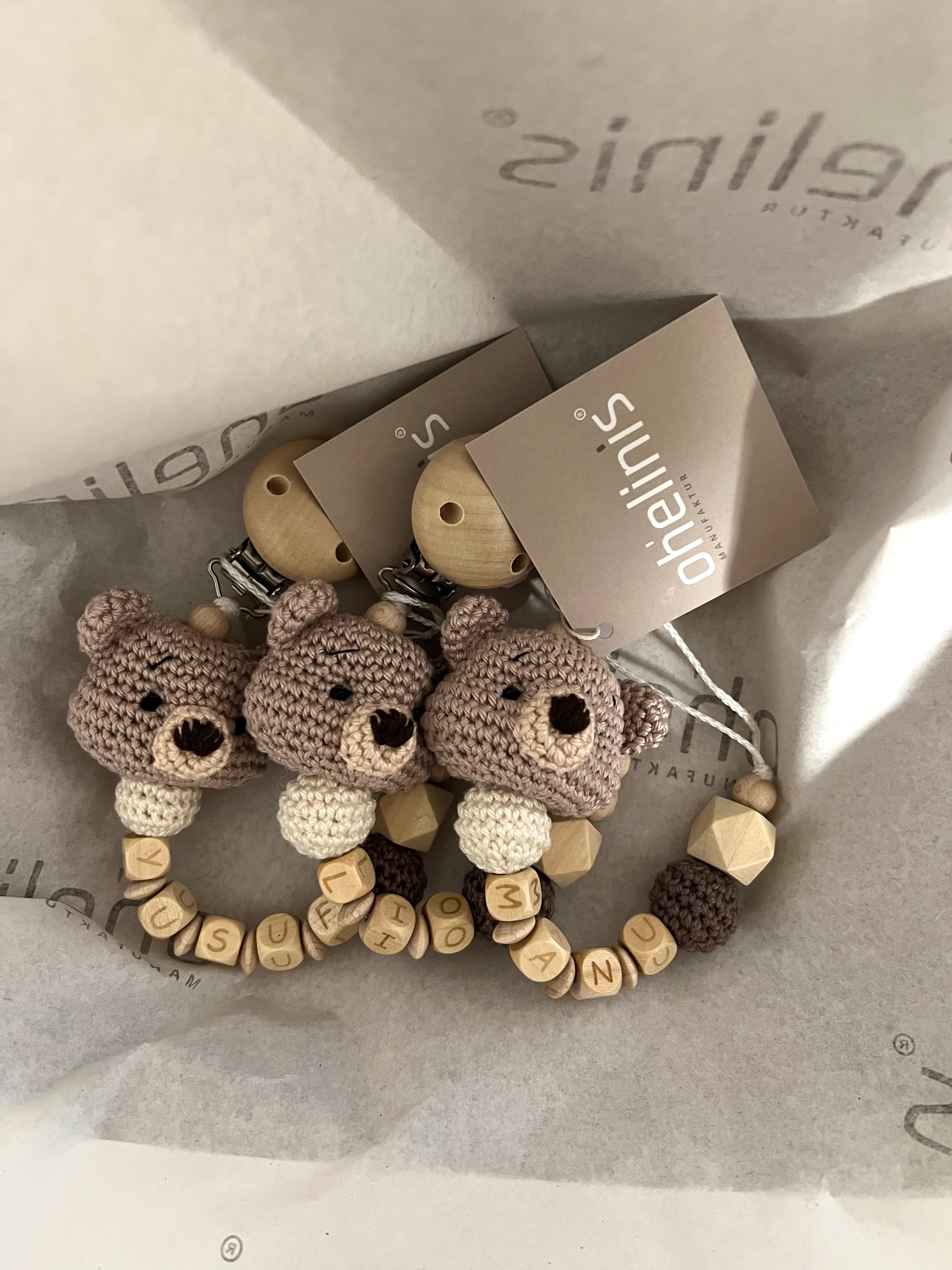 Personalisierte Schnullerketten - "Ted Nature"