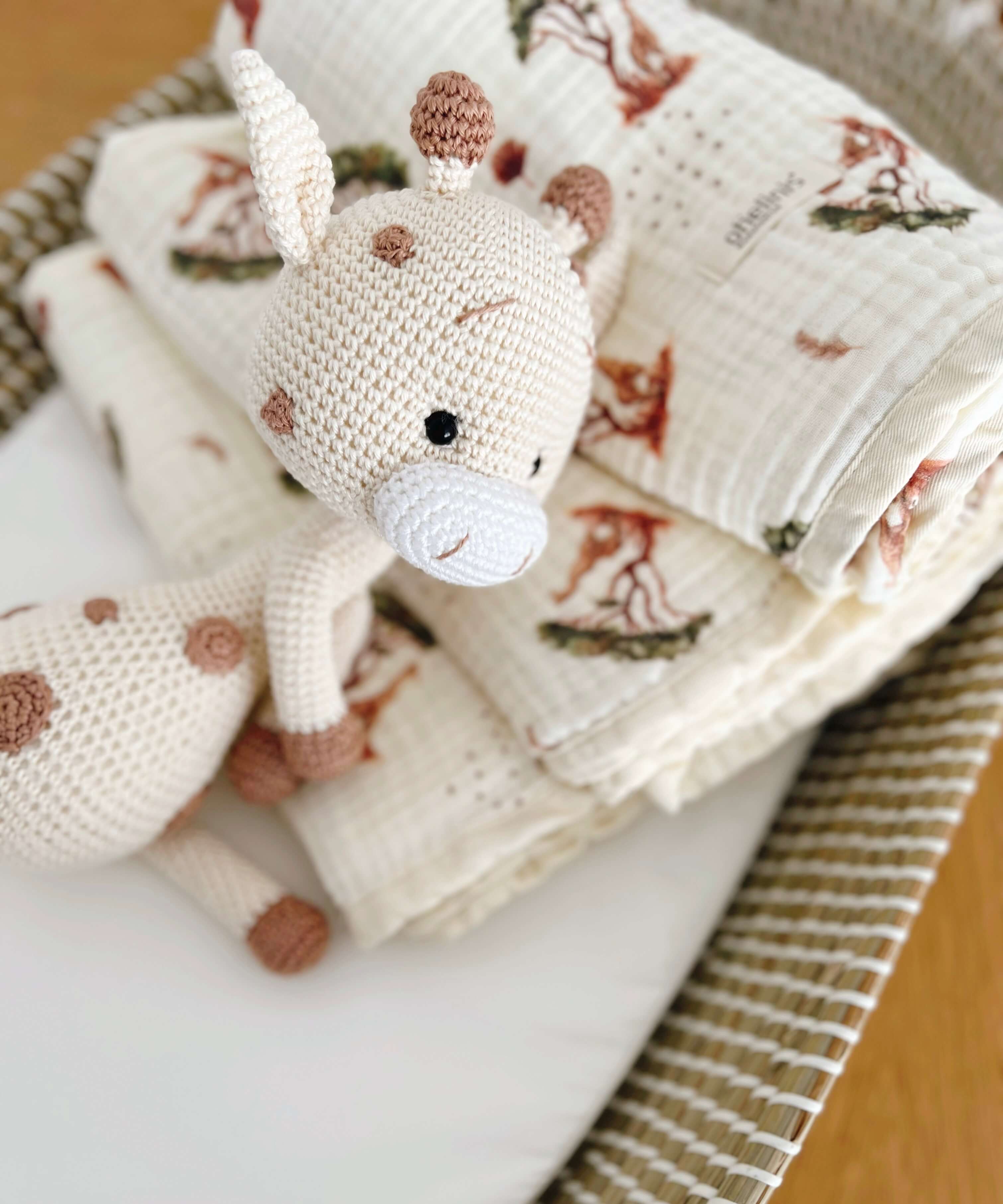 XL Premium Musselin Baby Decke 4-lagig "GIRAFFI"