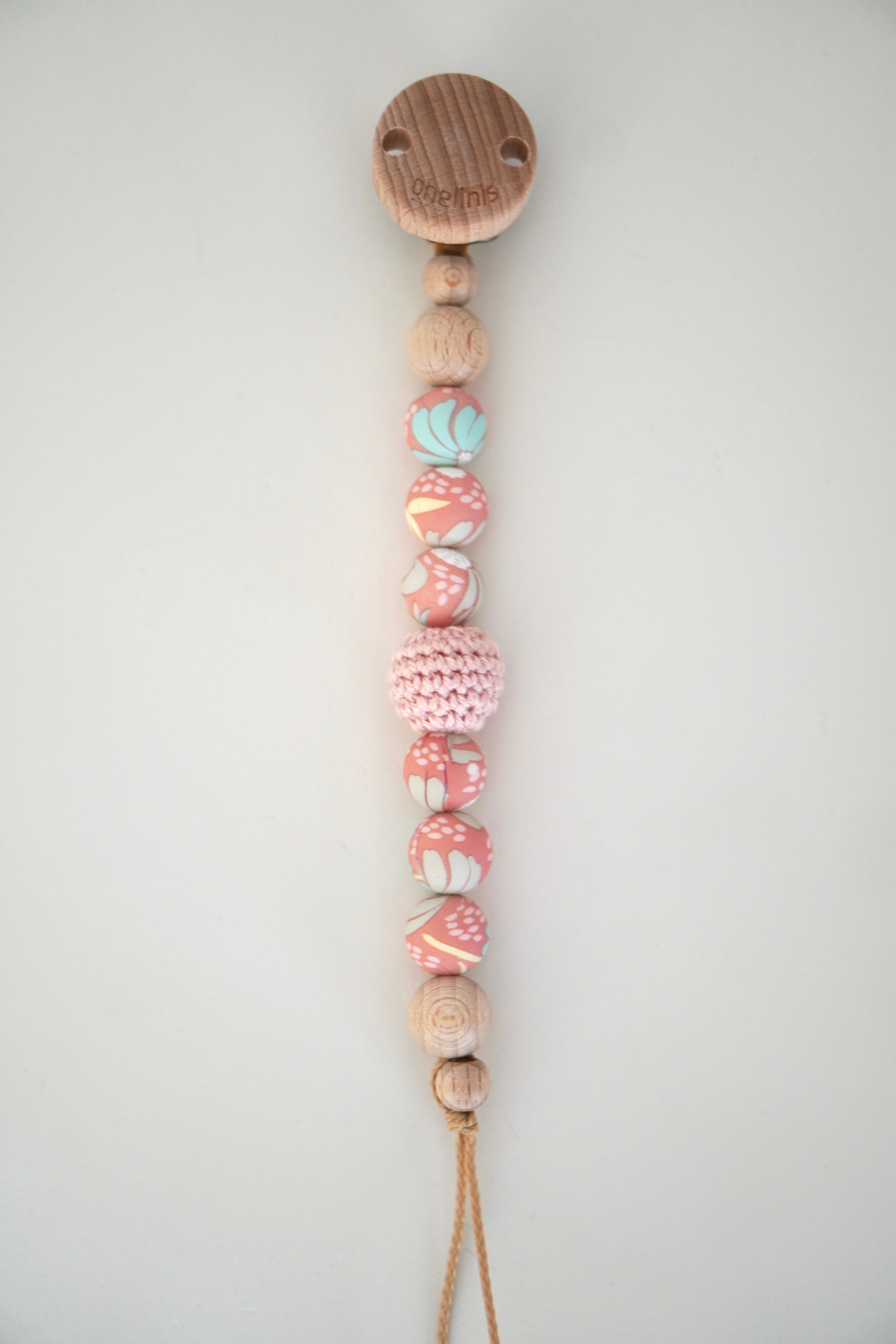 Schnullerkette & Kinderwagenkette mit Holz und Silikon "BLOOM Rosè"