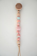 Lade das Bild in den Galerie-Viewer, Schnullerkette &amp; Kinderwagenkette mit Holz und Silikon &quot;BLOOM Rosè&quot;
