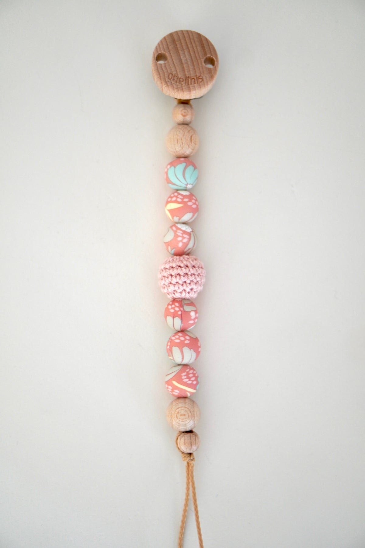 Schnullerkette & Kinderwagenkette aus Holz und Silikon "BLOOM Rosè"