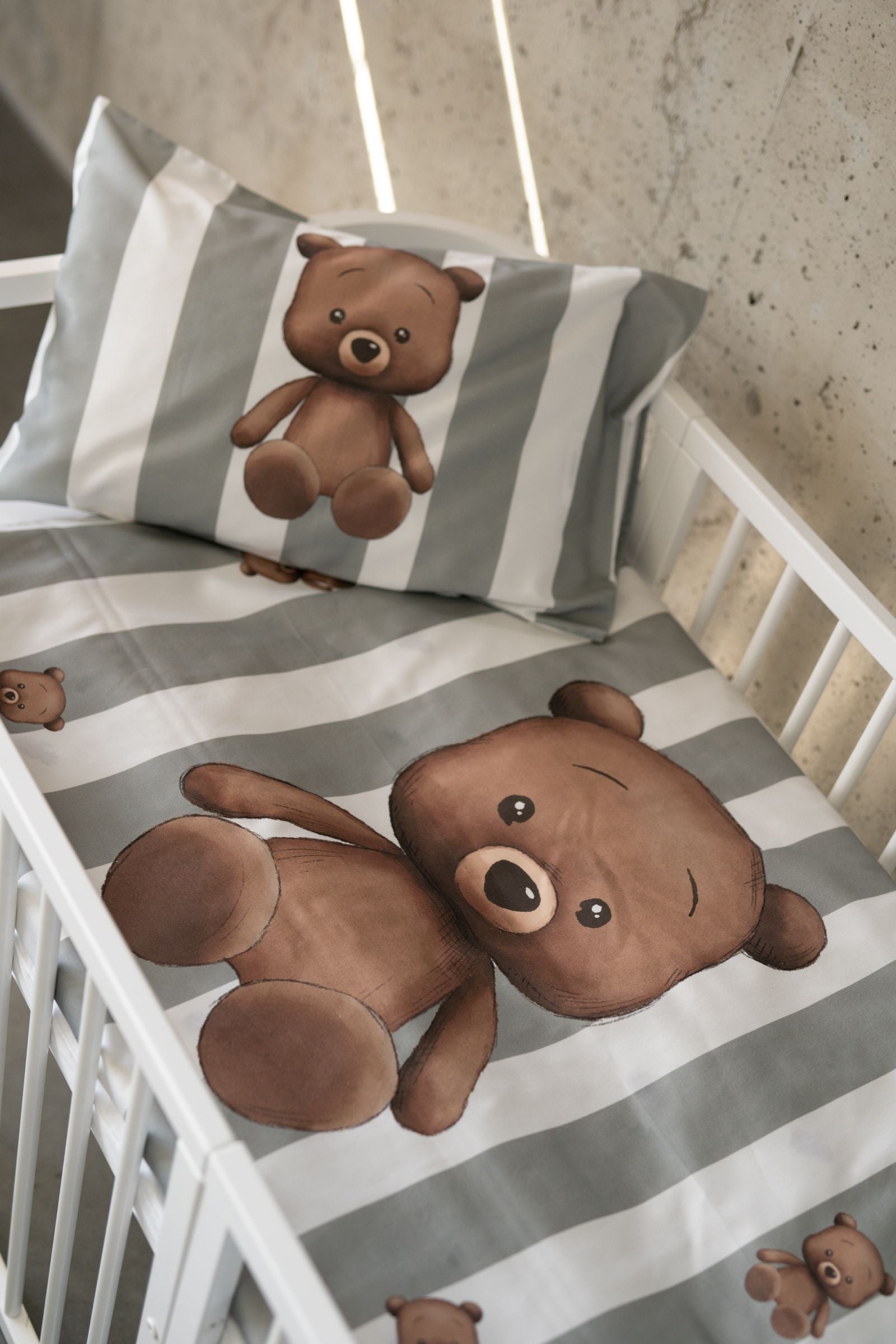ohelinis satin cotton bedding set with bear motifs "TED GREEN"- exclusive