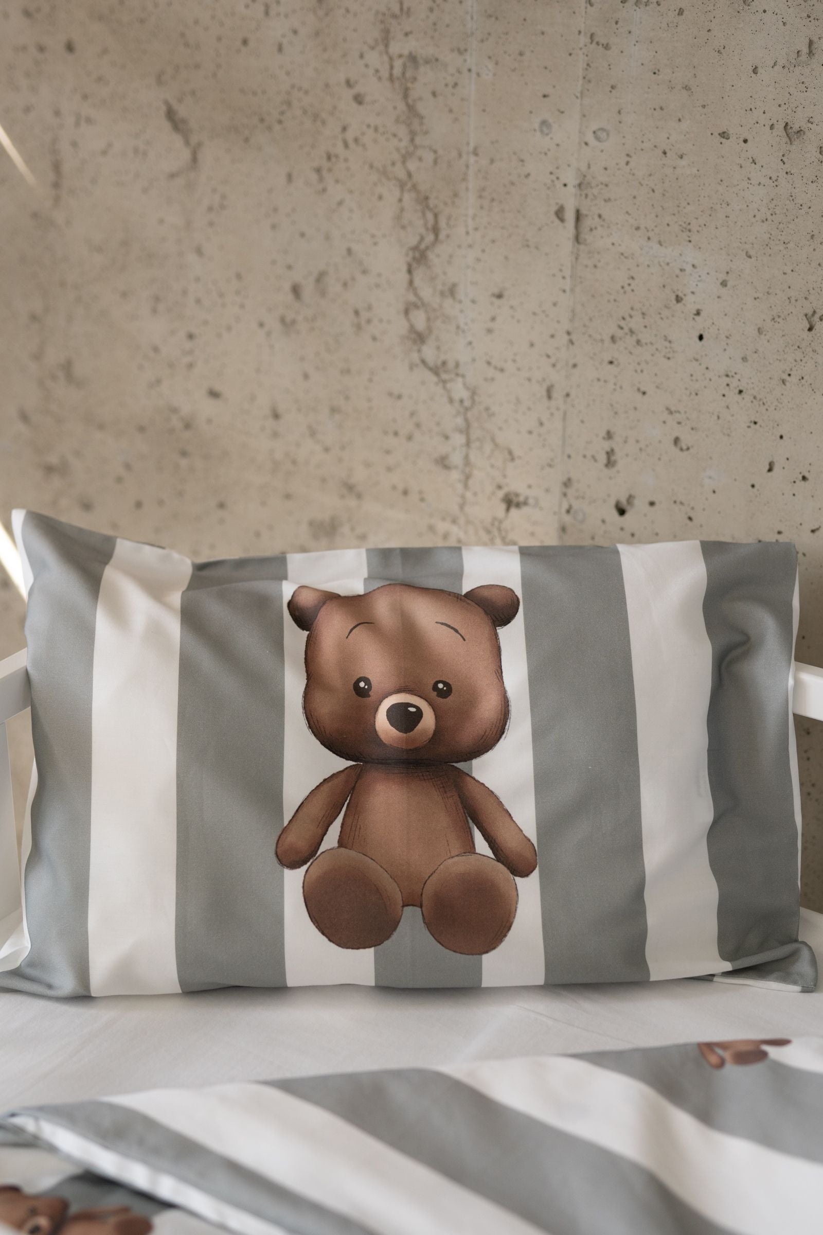 ohelinis satin cotton bedding set with bear motifs "TED GREEN"- exclusive