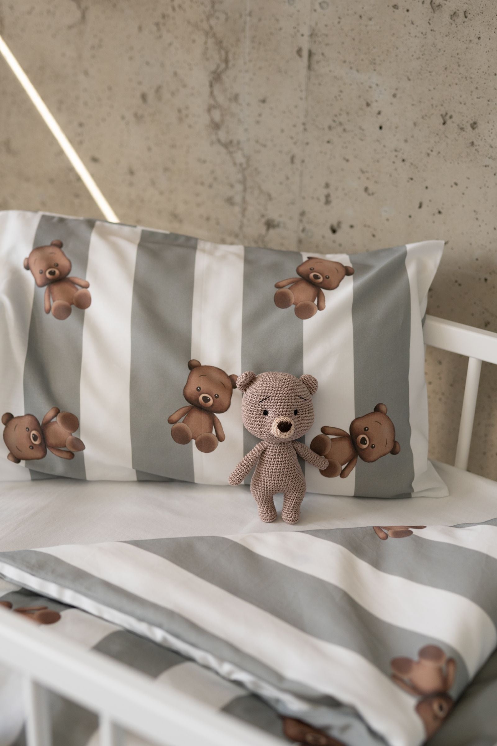 ohelinis satin cotton bedding set with bear motifs "TED GREEN"- exclusive