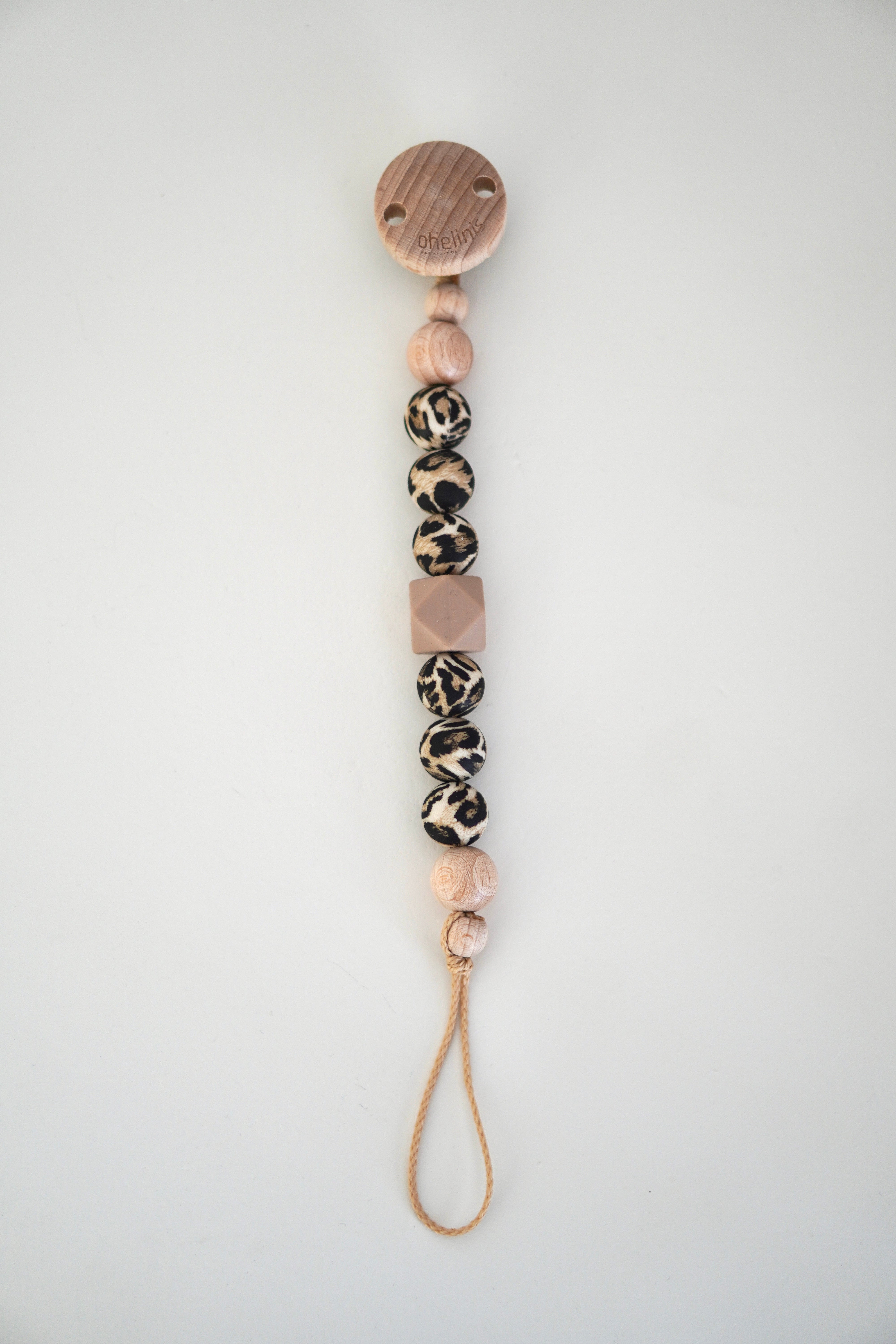 Schnullerkette & Kinderwagenkette mit Holz und Silikon "LEO"