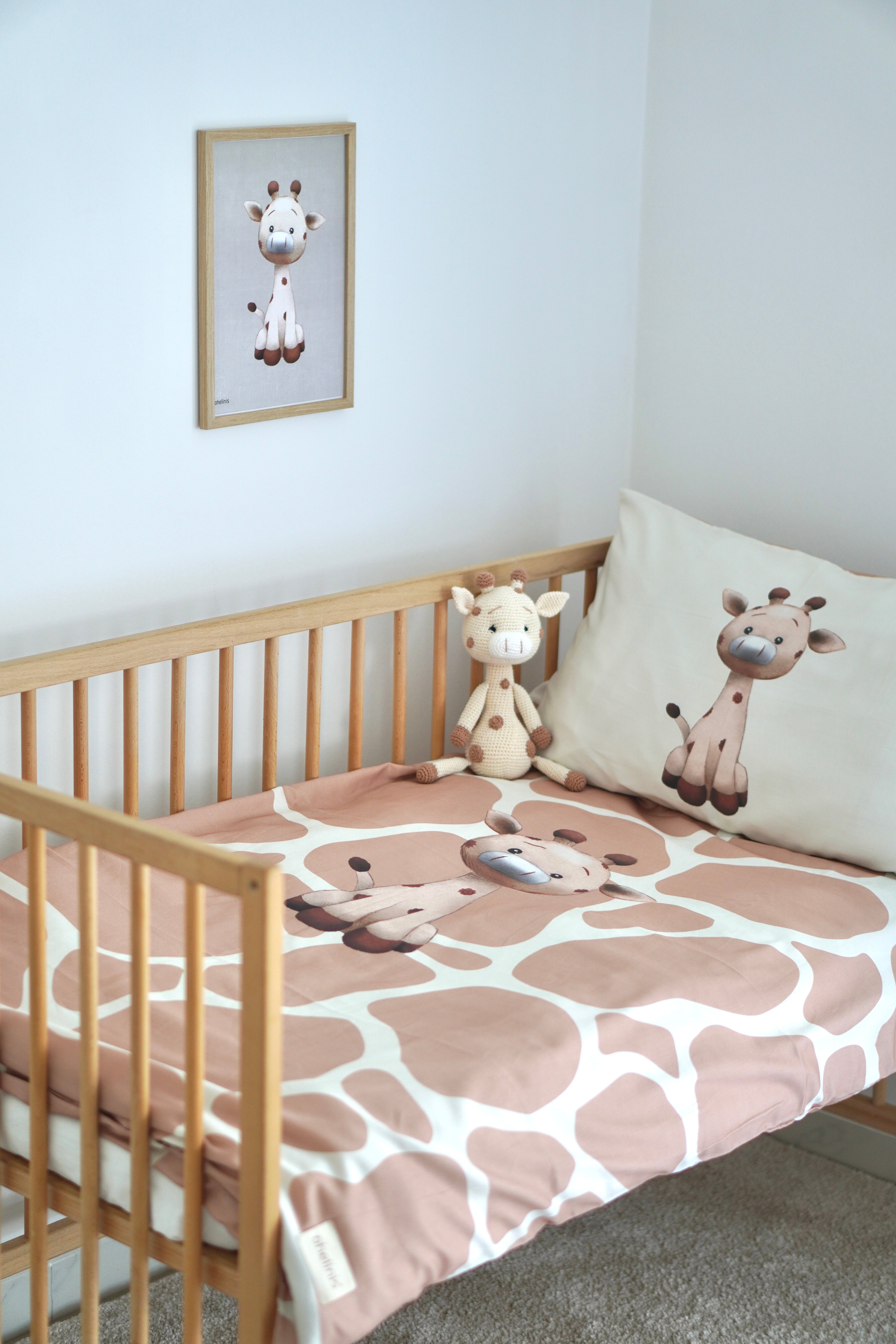 ohelinis satin cotton bedding set with giraffe motifs "Giraffi"- exclusive