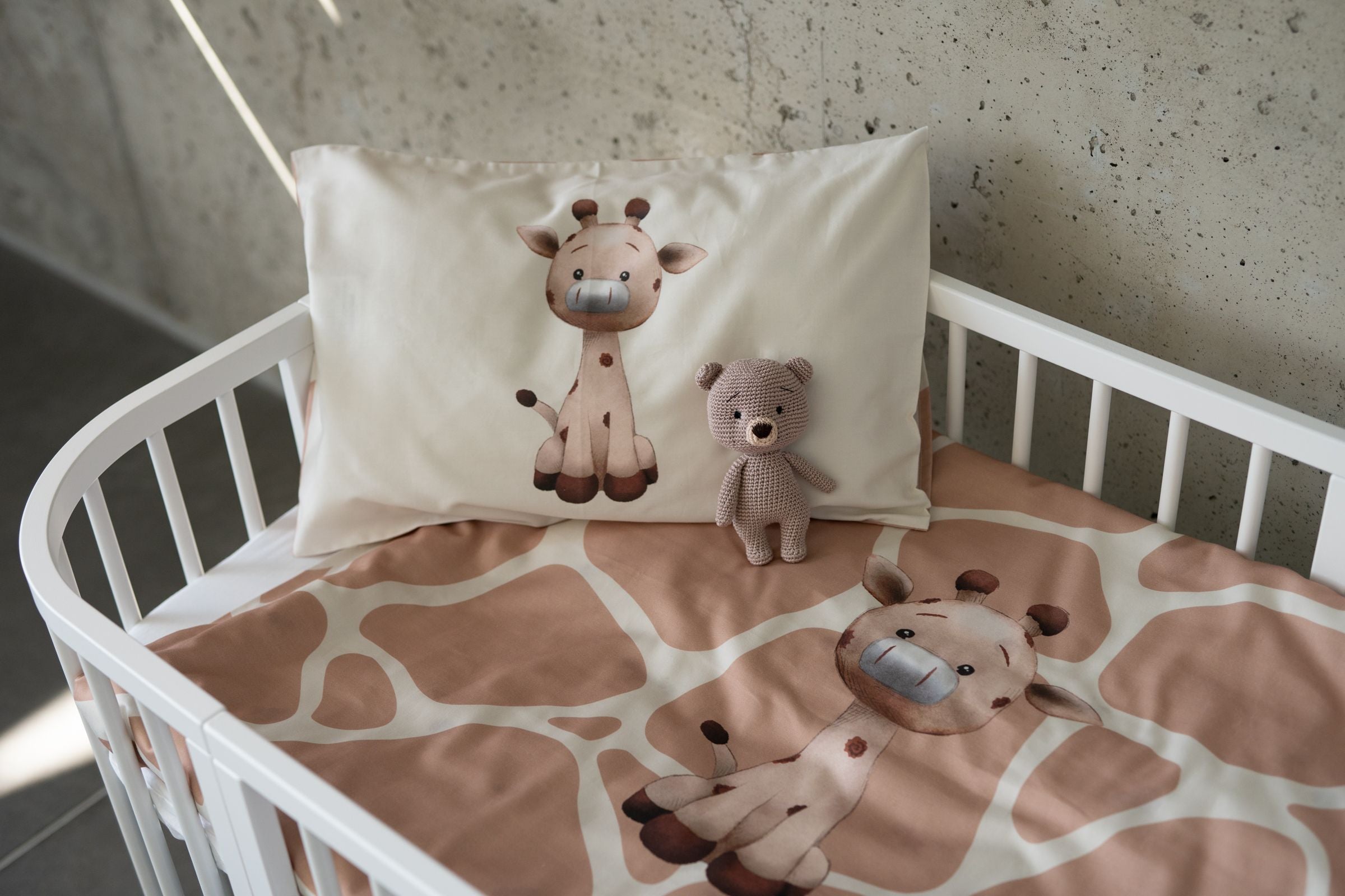 ohelinis satin cotton bedding set with giraffe motifs "Giraffi"- exclusive