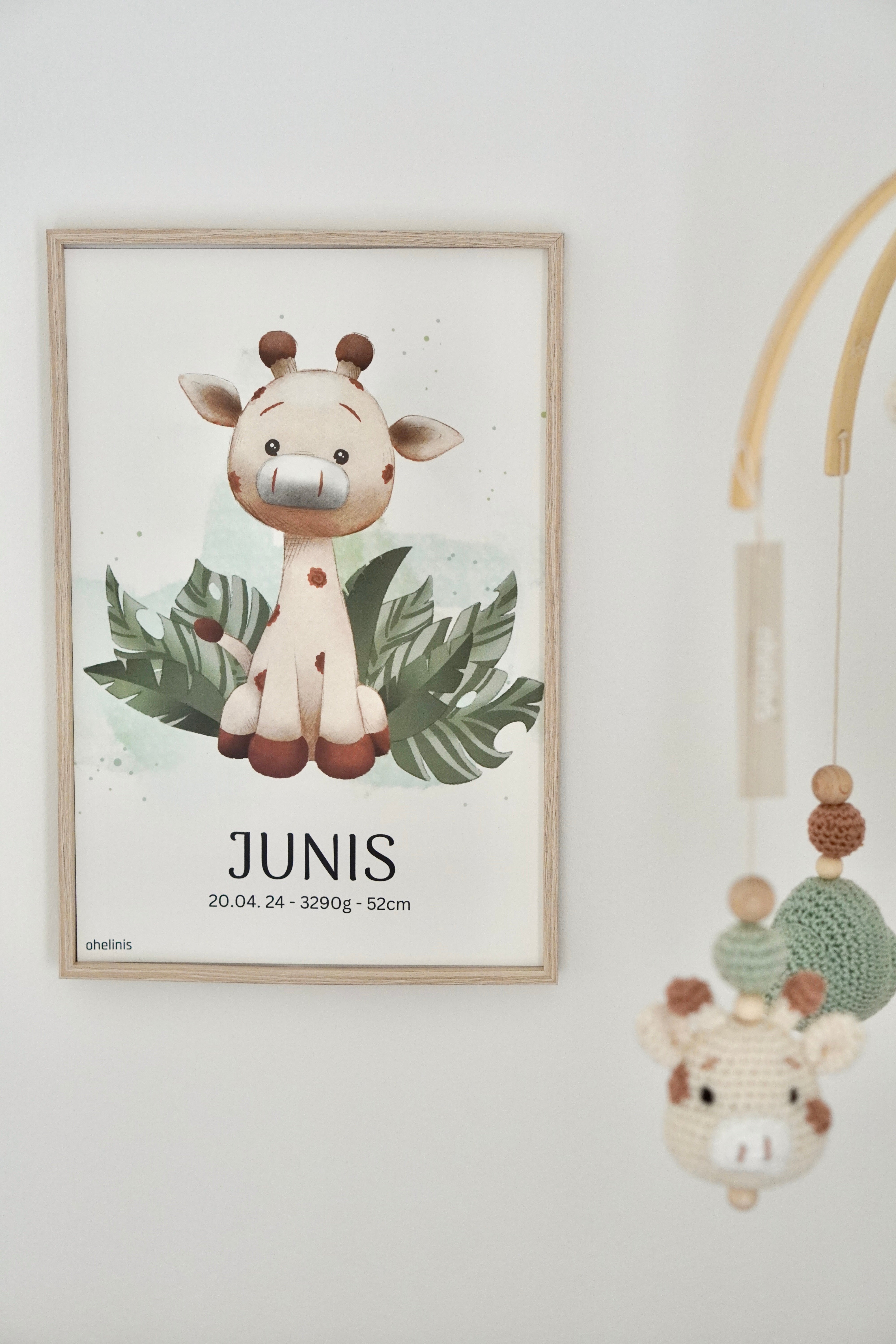 Personalisiertes Geburtsposter "GIRAFFI SAFARI"
