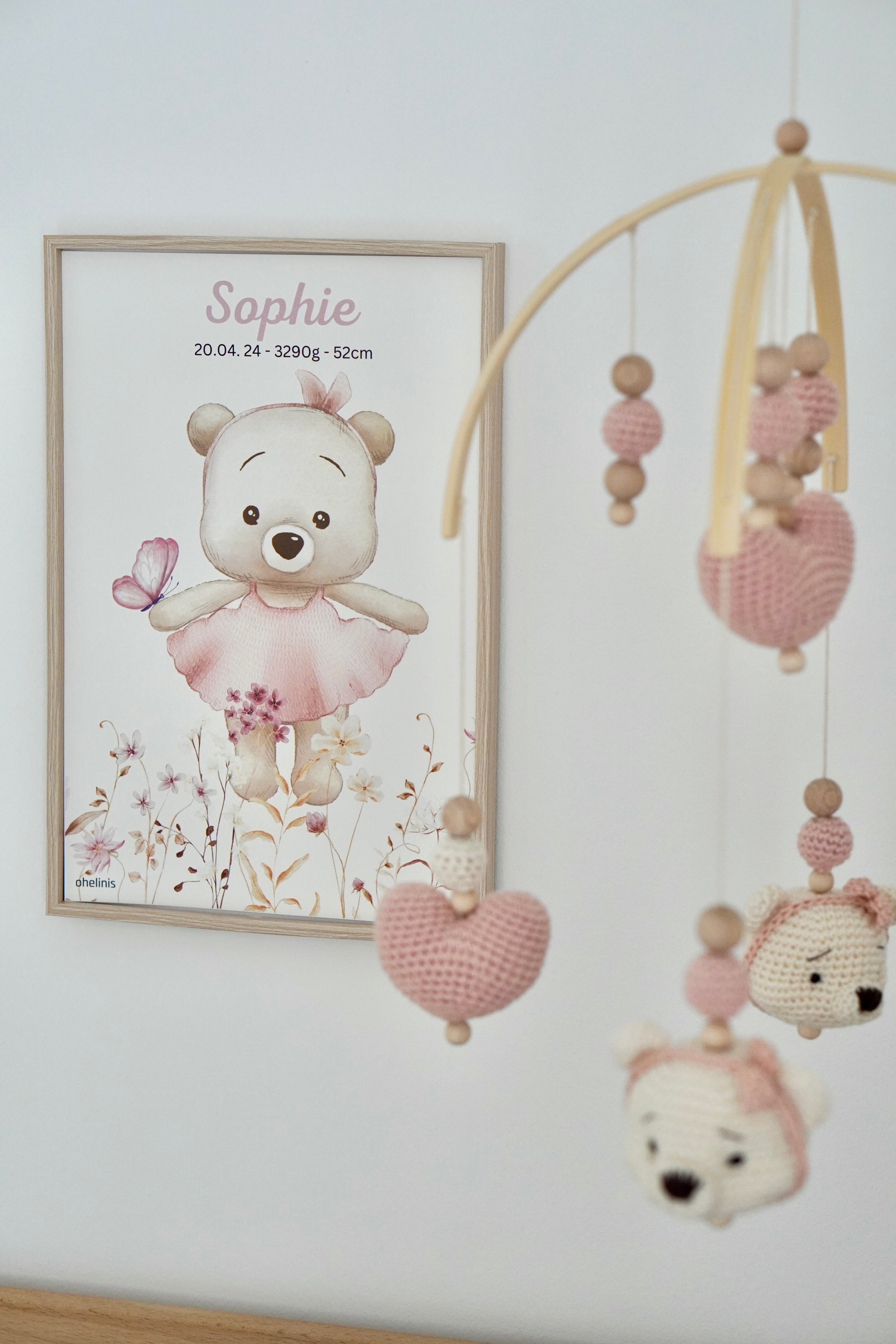 Personalisiertes Geburtsposter "COTTON CANDY BUTTERFLY"