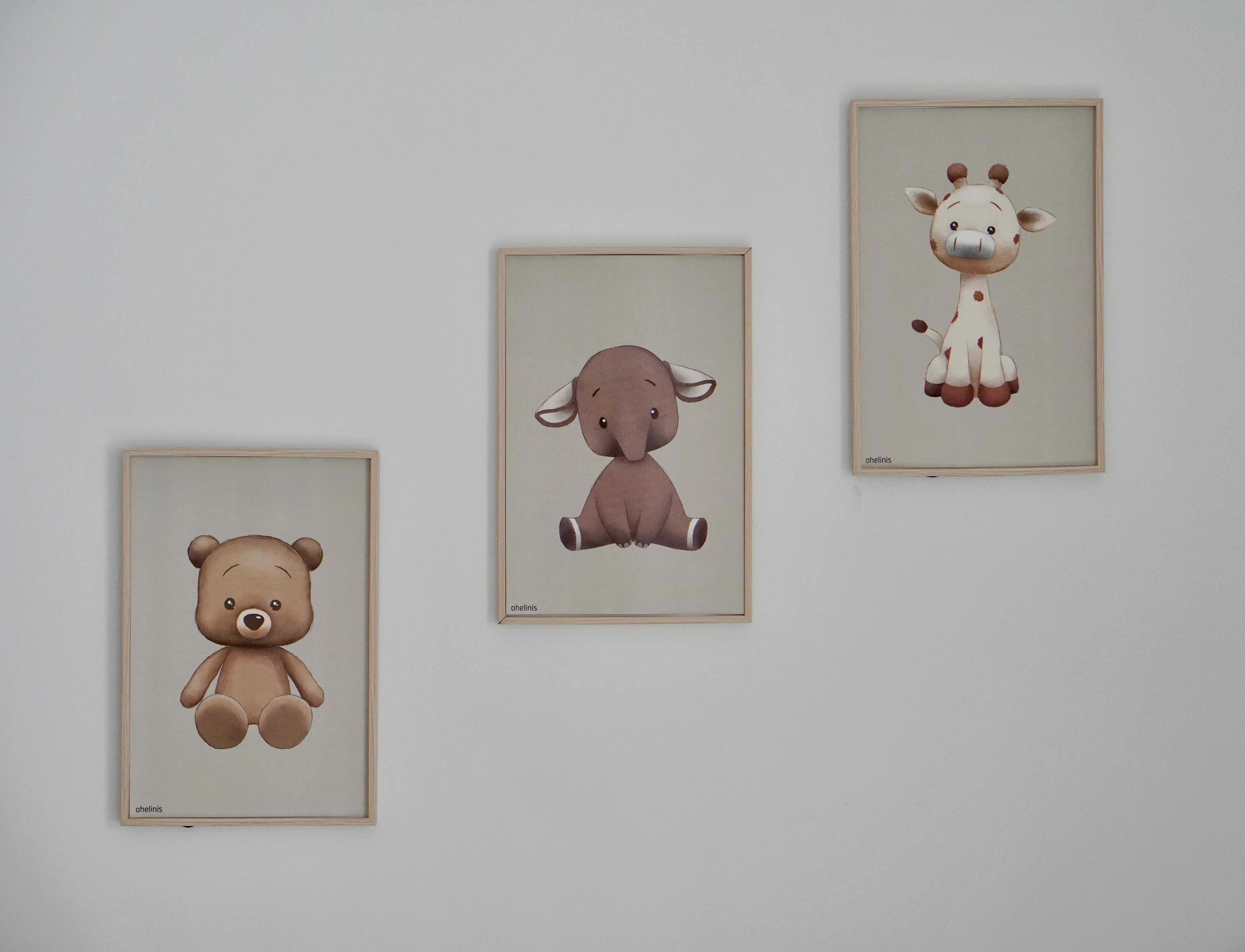 3er Set Poster "TED/ELFI/GIRAFFI"