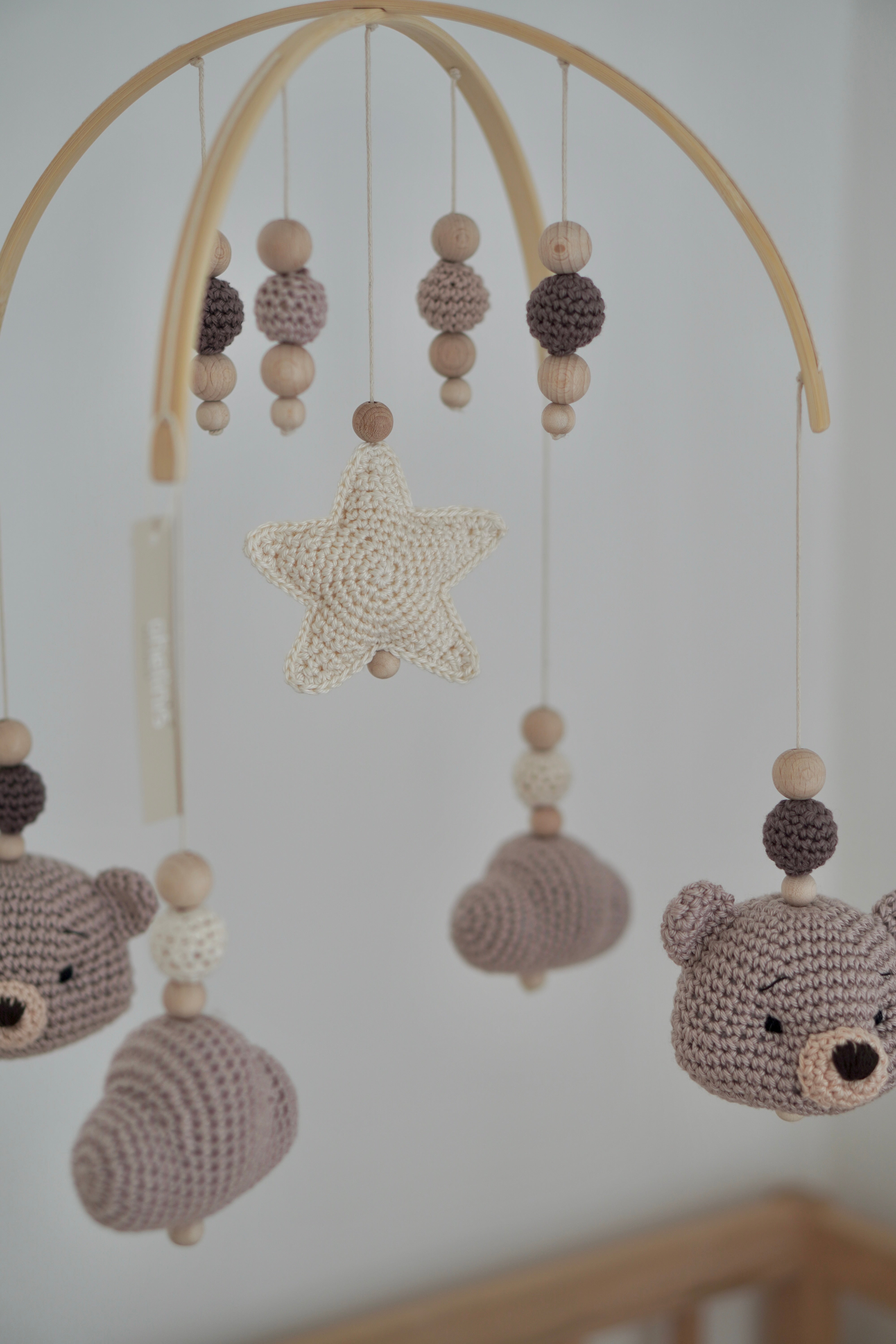 Baby Mobile bogen "TED NATURE" aus Holz handgefertigt