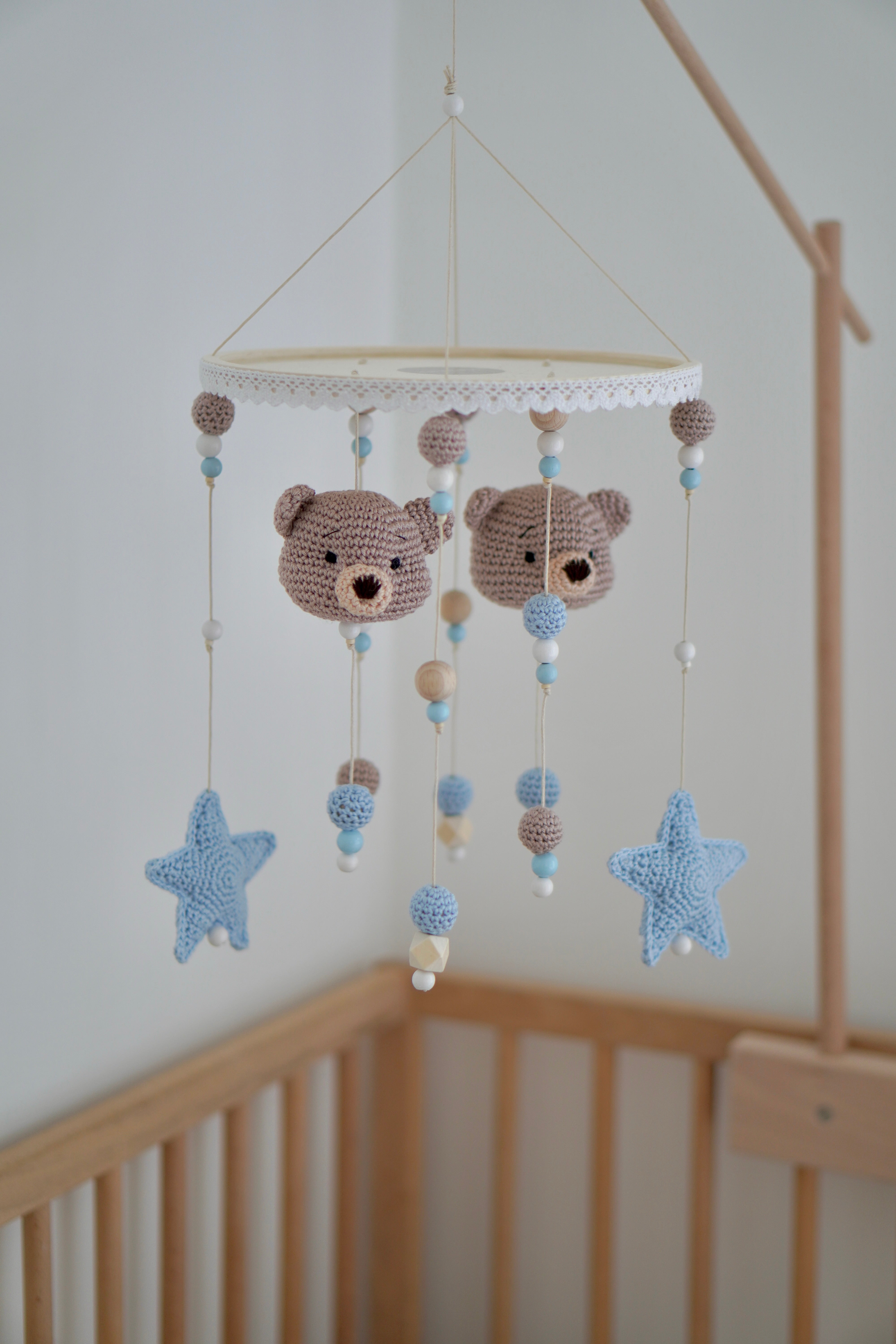 Baby Mobile 2in1 "TED MOUNTAIN" mit Musik aus Holz