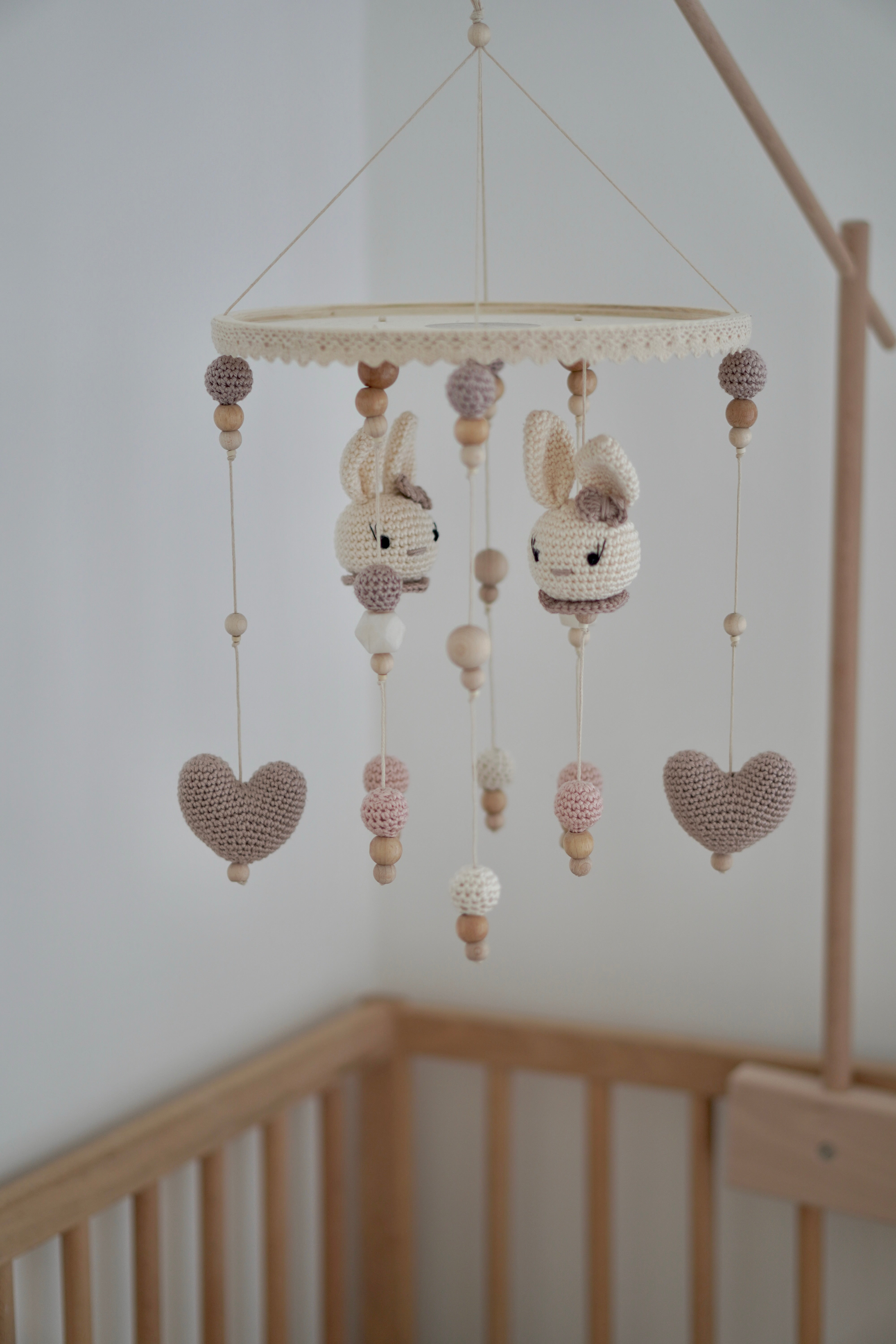 Baby Mobile 2in1 "BUNNY ELEGANT" mit Musik aus Holz