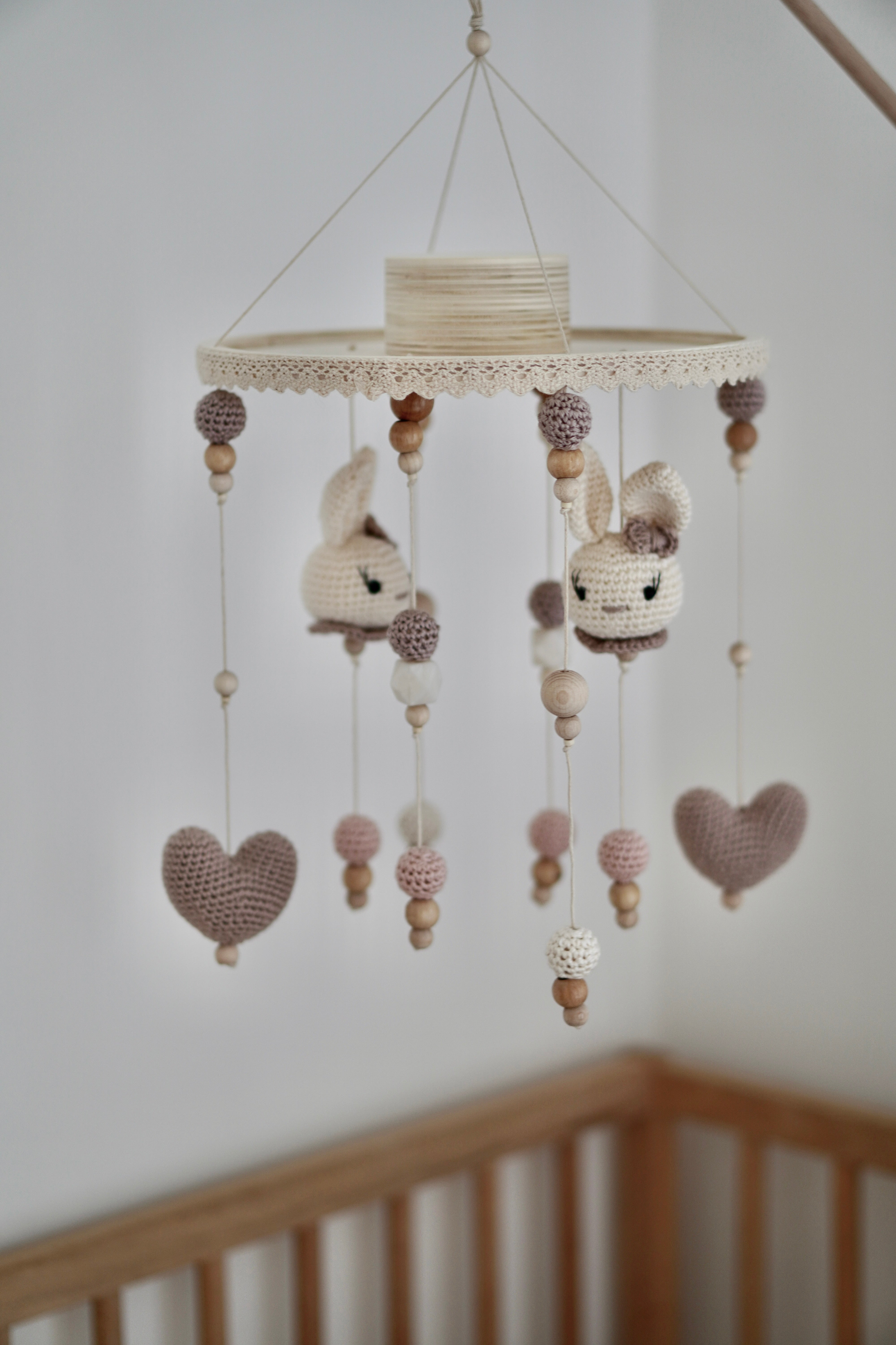Baby Mobile 2in1 "BUNNY ELEGANT" mit Musik aus Holz