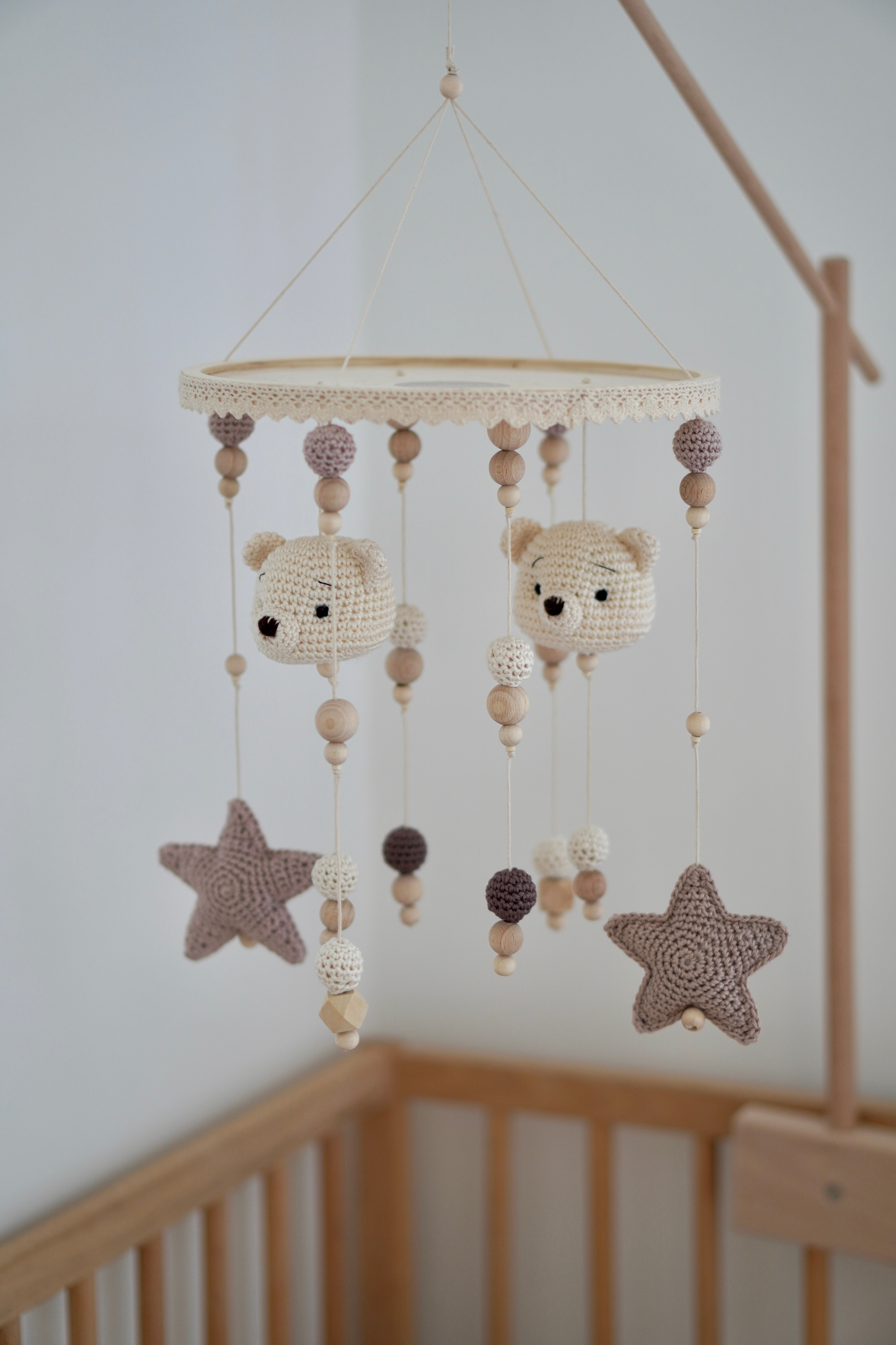 Baby Mobile 2in1 "TED SAND" mit Musik aus Holz