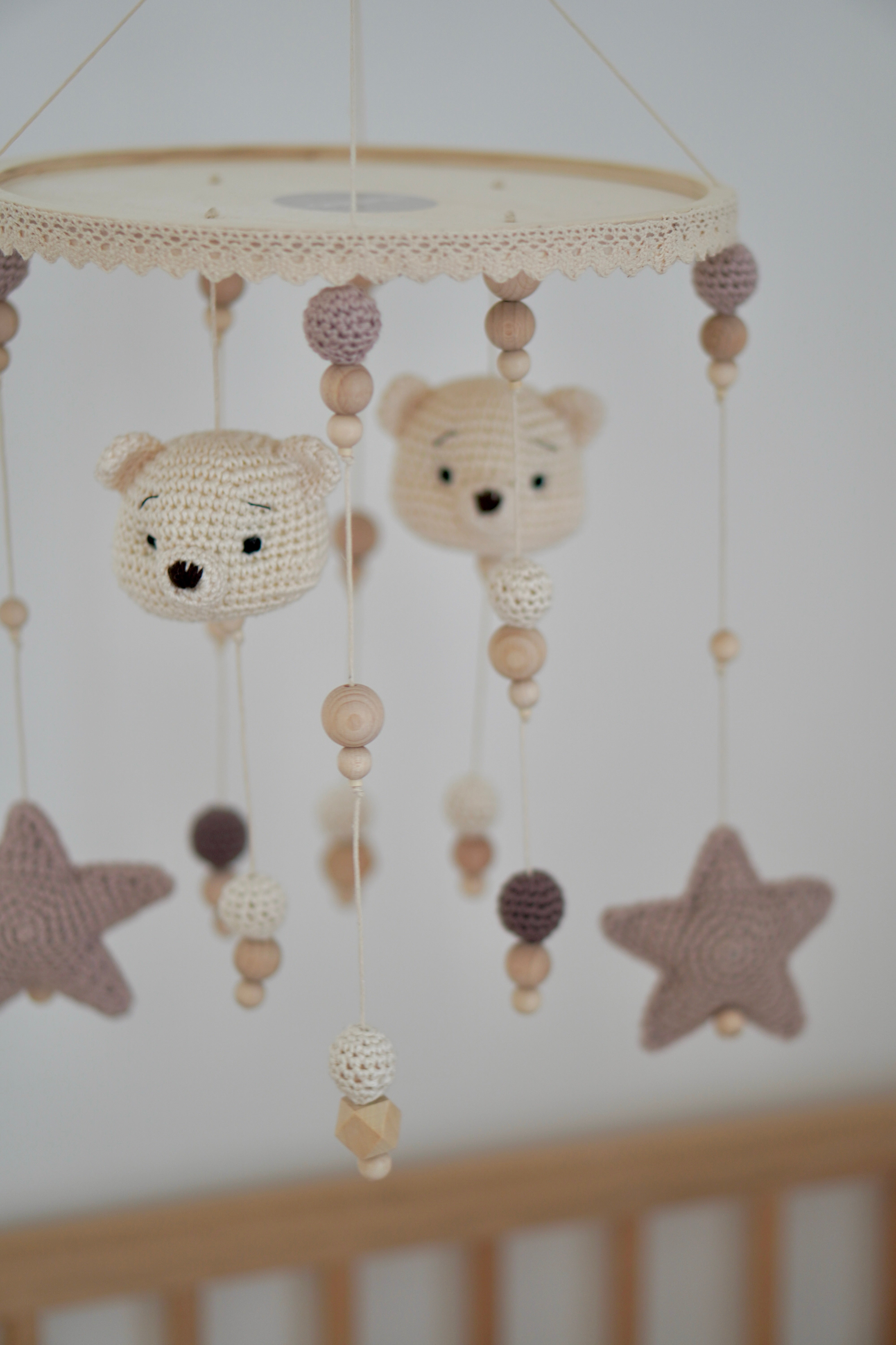 Baby Mobile 2in1 "TED SAND" mit Musik aus Holz