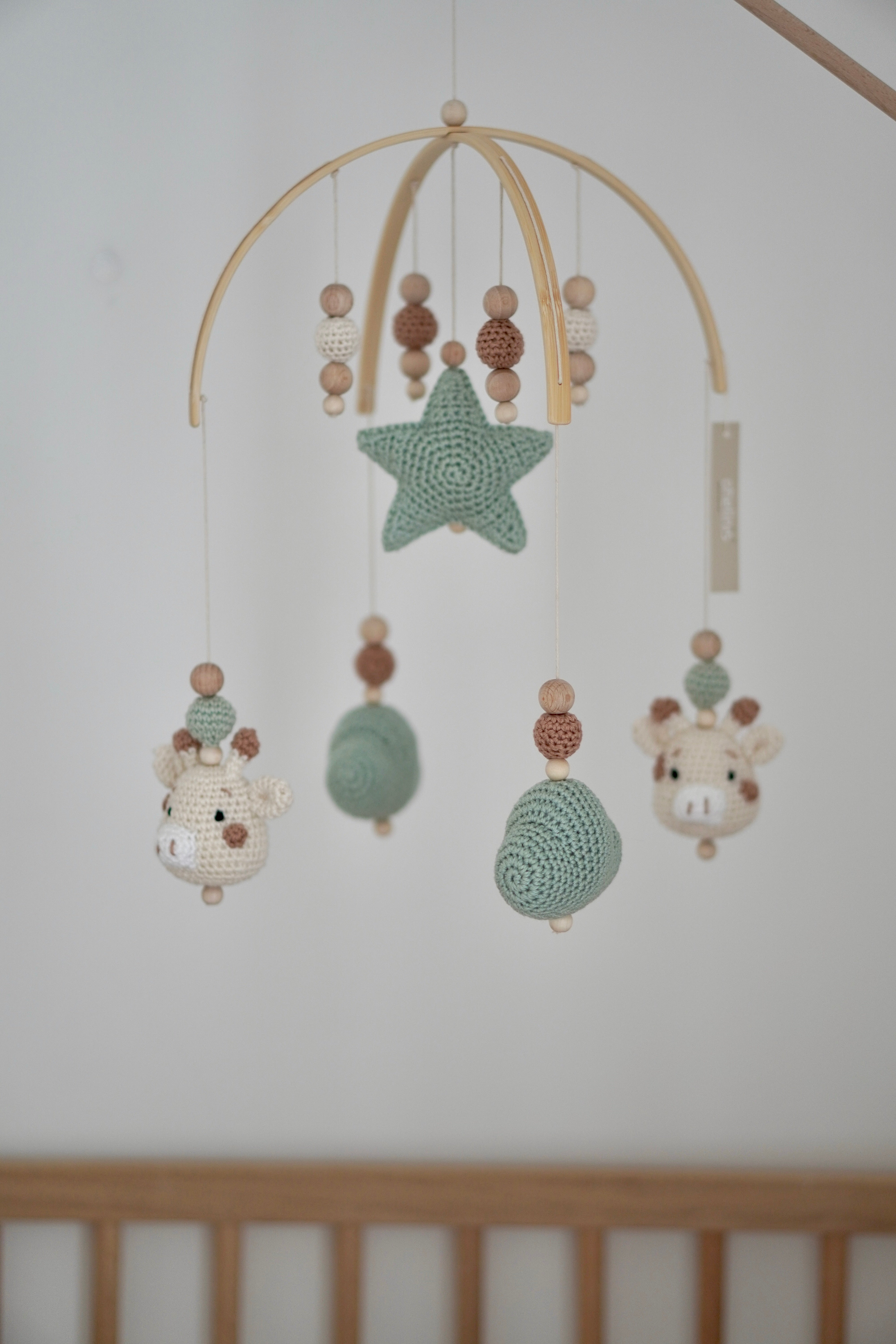 Baby Mobile arch "Giraffi Safari" made of wood, handmade