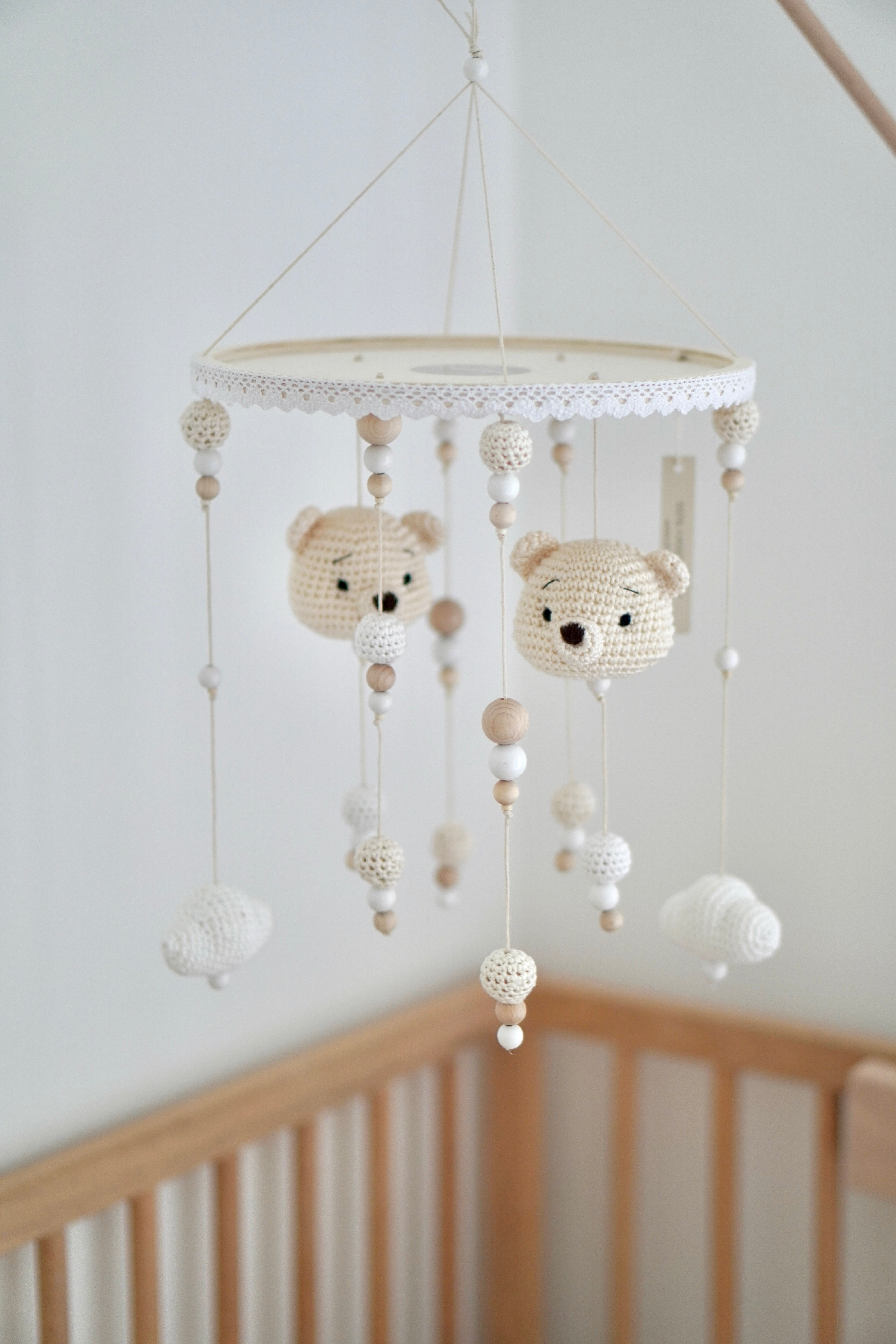 Baby Mobile 2in1 "TED CLOUD" mit Musik aus Holz