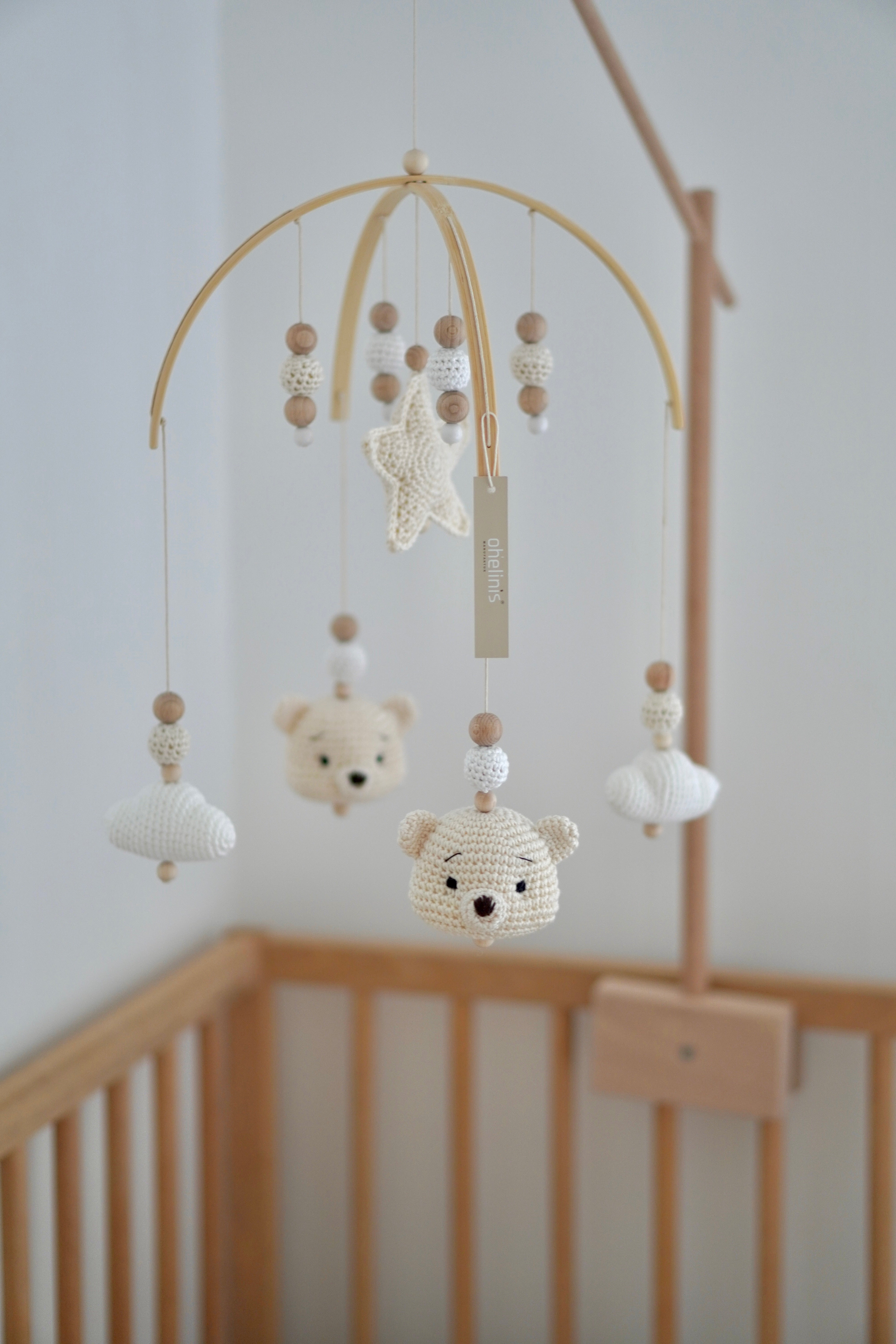 Baby Mobile bogen "TED CLOUD" aus Holz handgefertigt