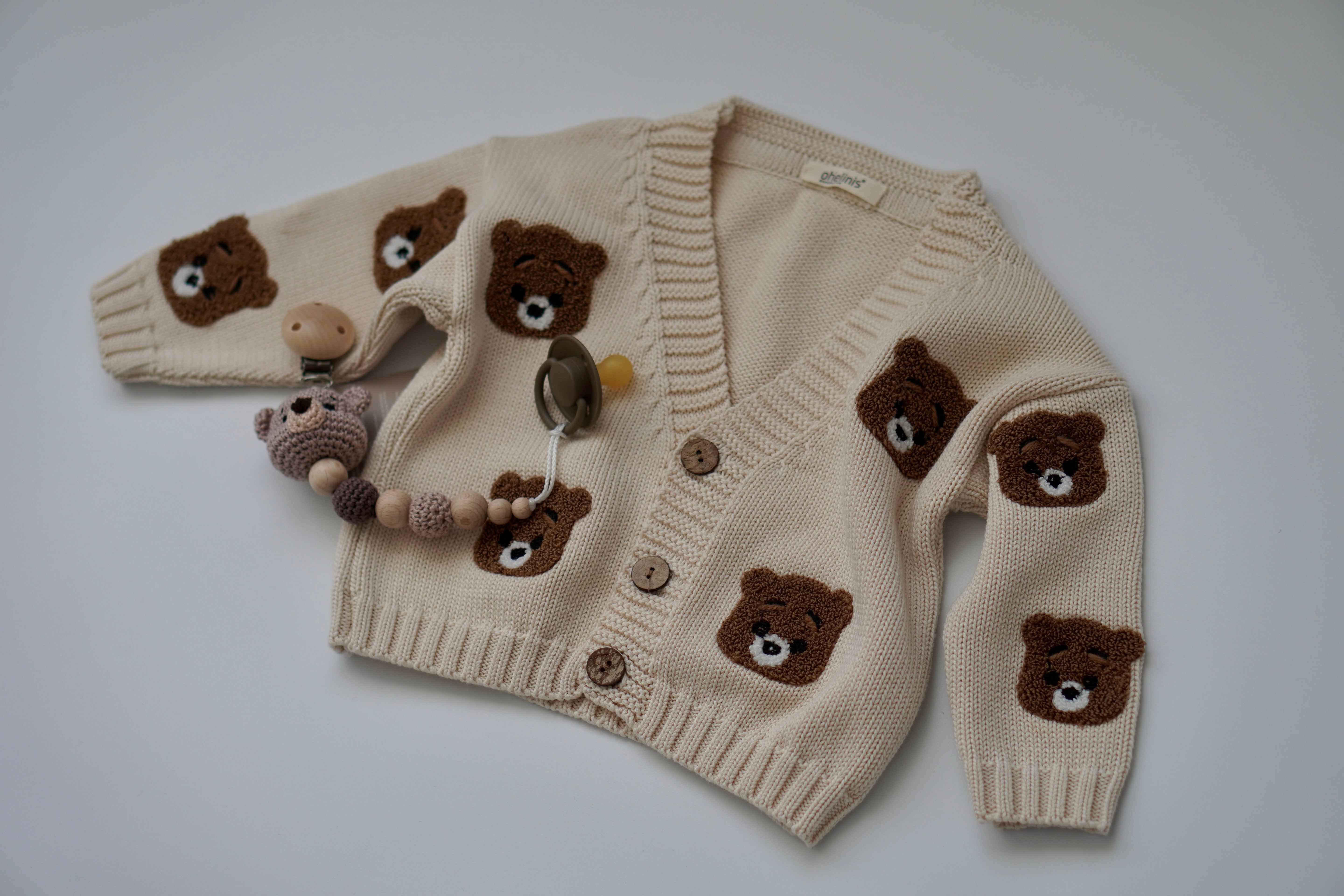 Cardigan "ORSON" with teddy motif CREAM