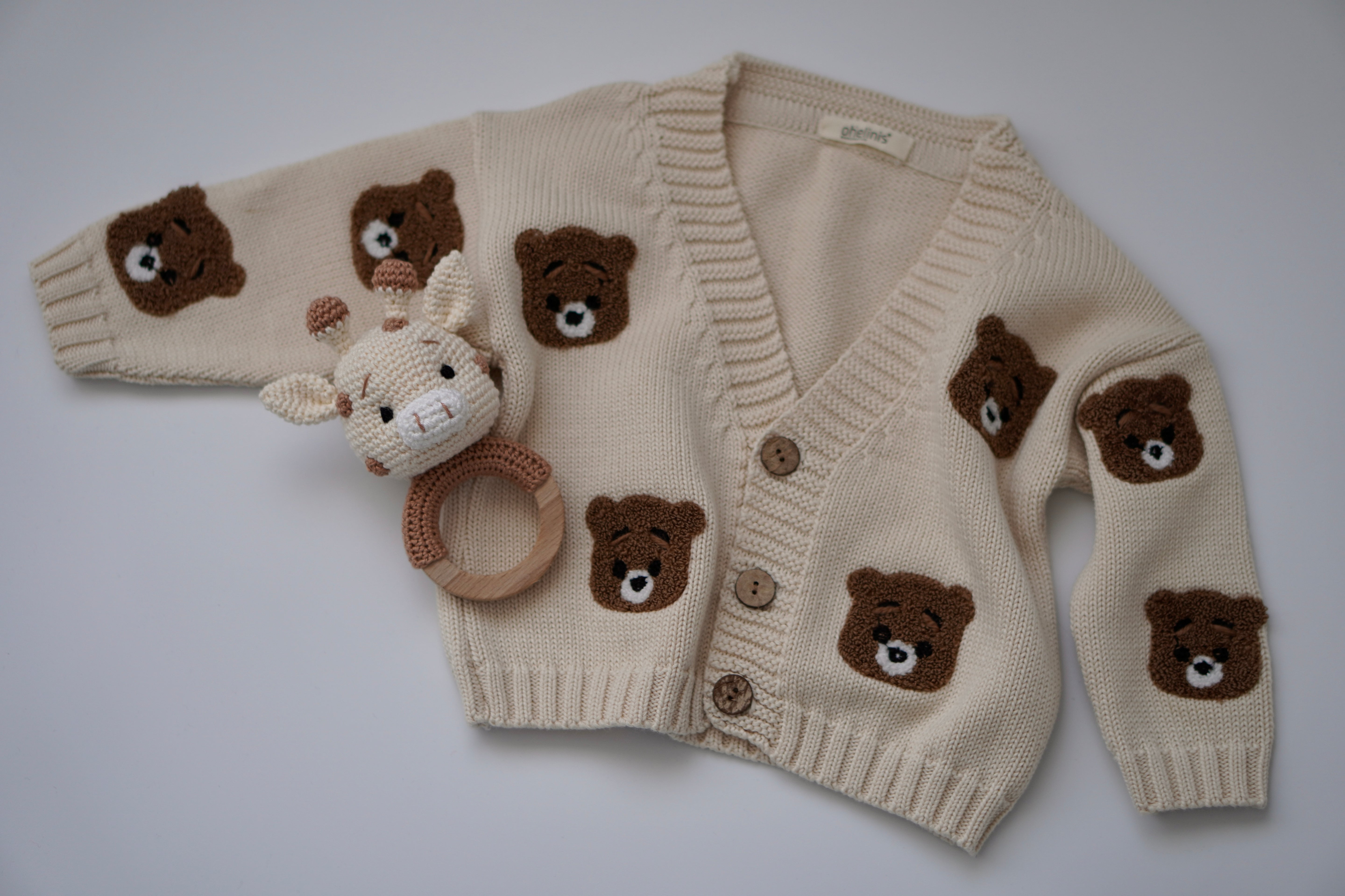 Cardigan "ORSON" with teddy motif CREAM