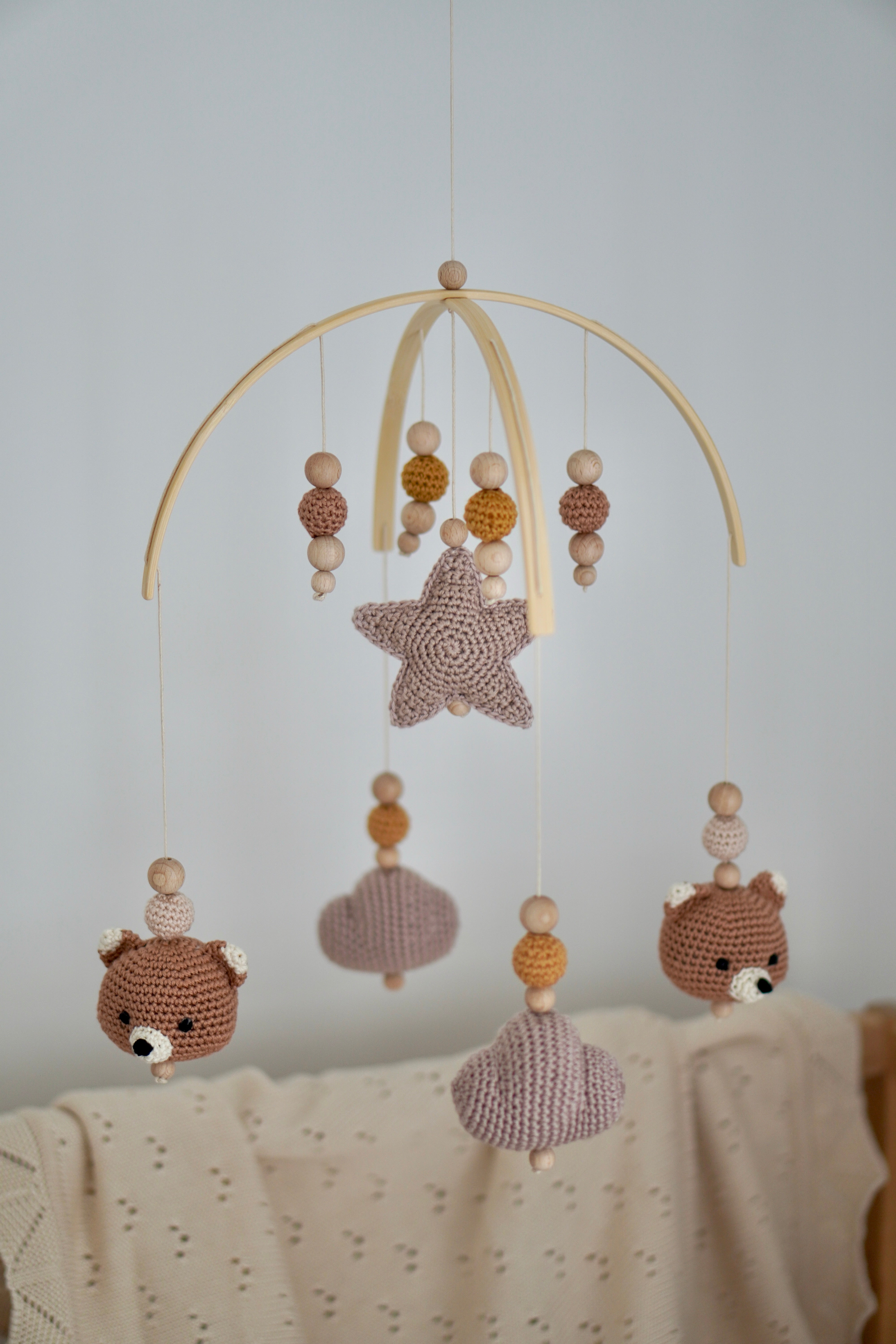 Baby Mobile Bogen "Little Fox" aus Holz handgefertigt