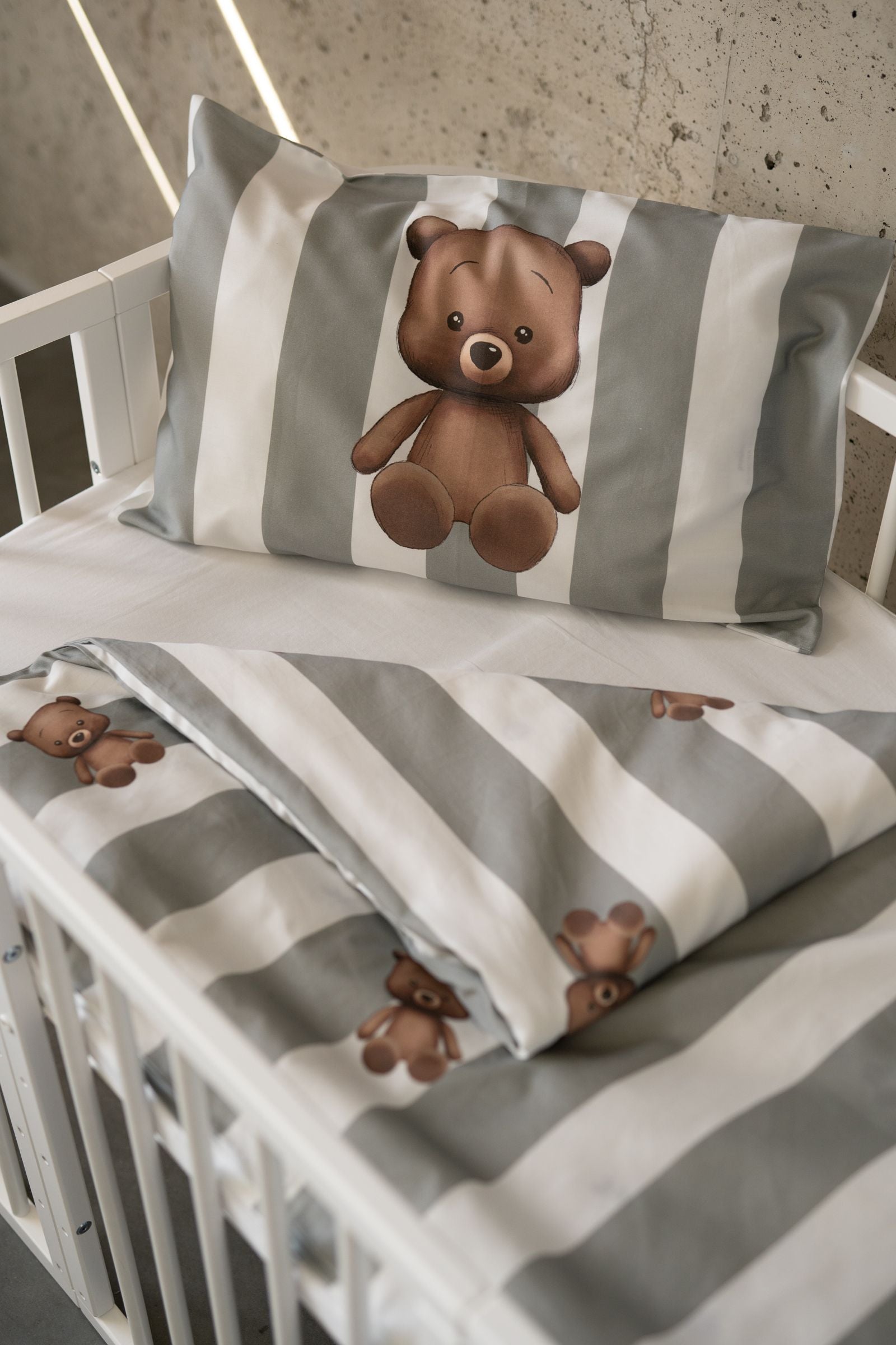 ohelinis satin cotton bedding set with bear motifs "TED GREEN"- exclusive
