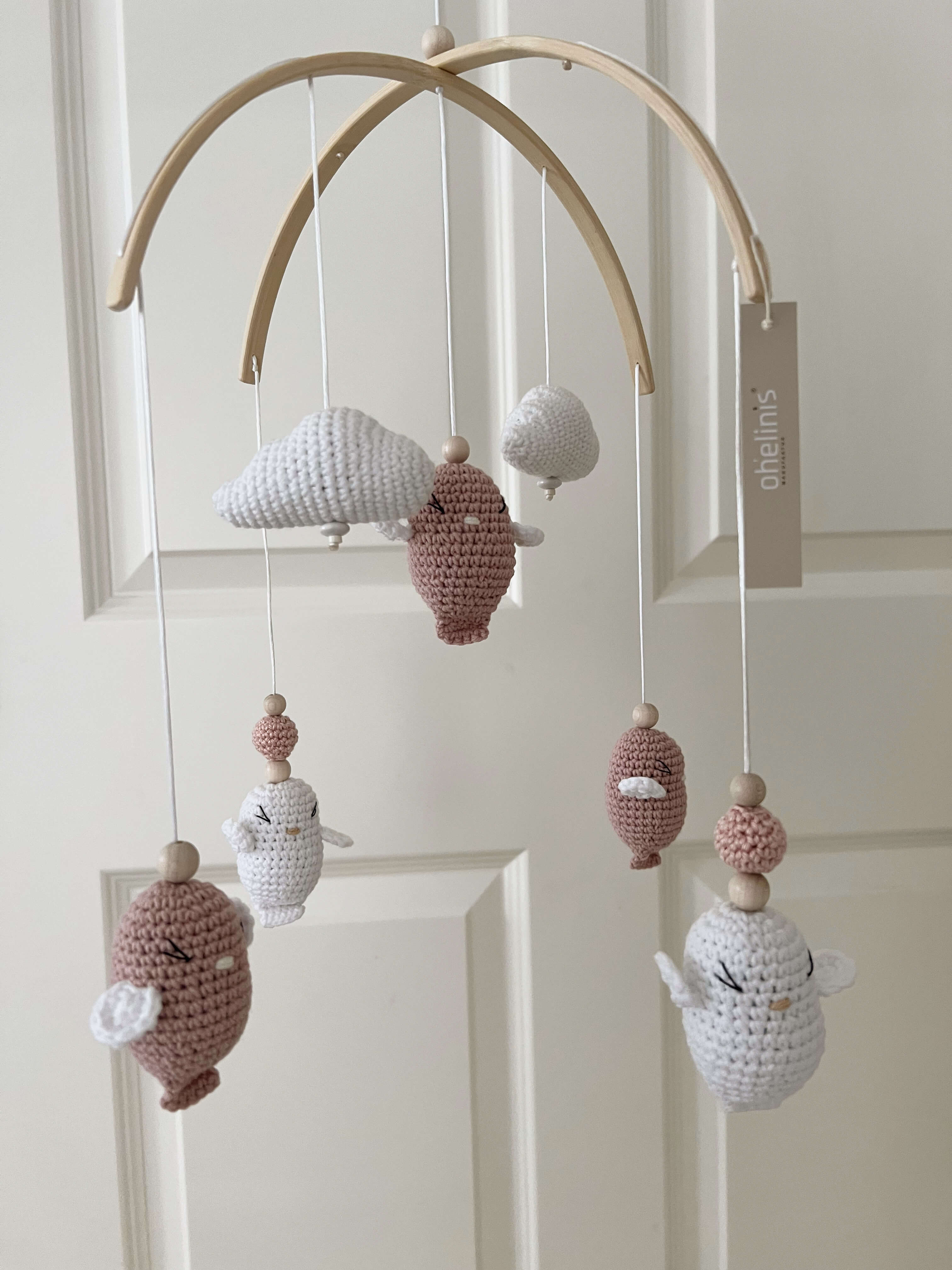 Baby Mobile arch "Bird" rose made of wood handmade
