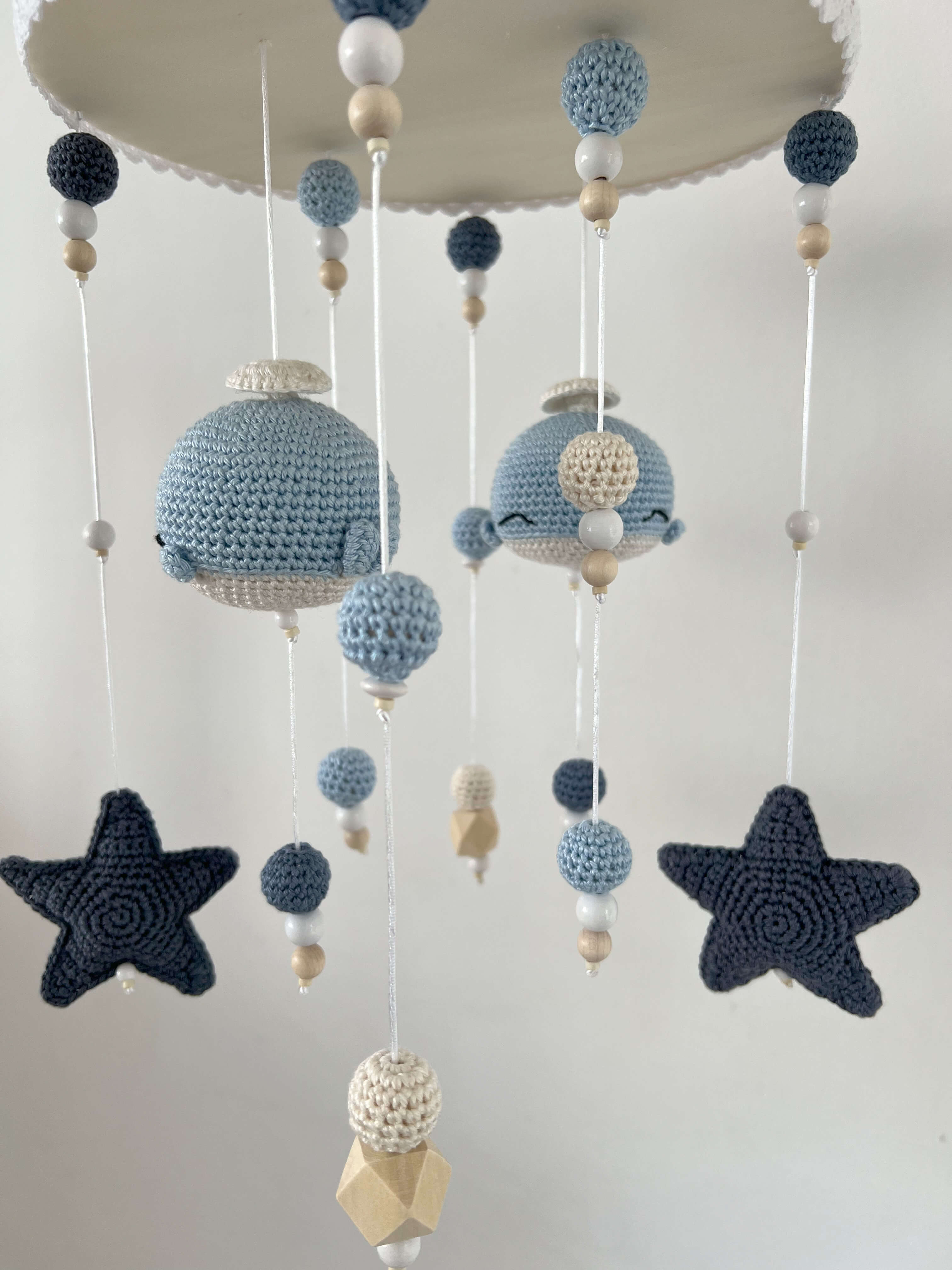 Baby Mobile 2in1 "Whale Sea Life" with music made of wood