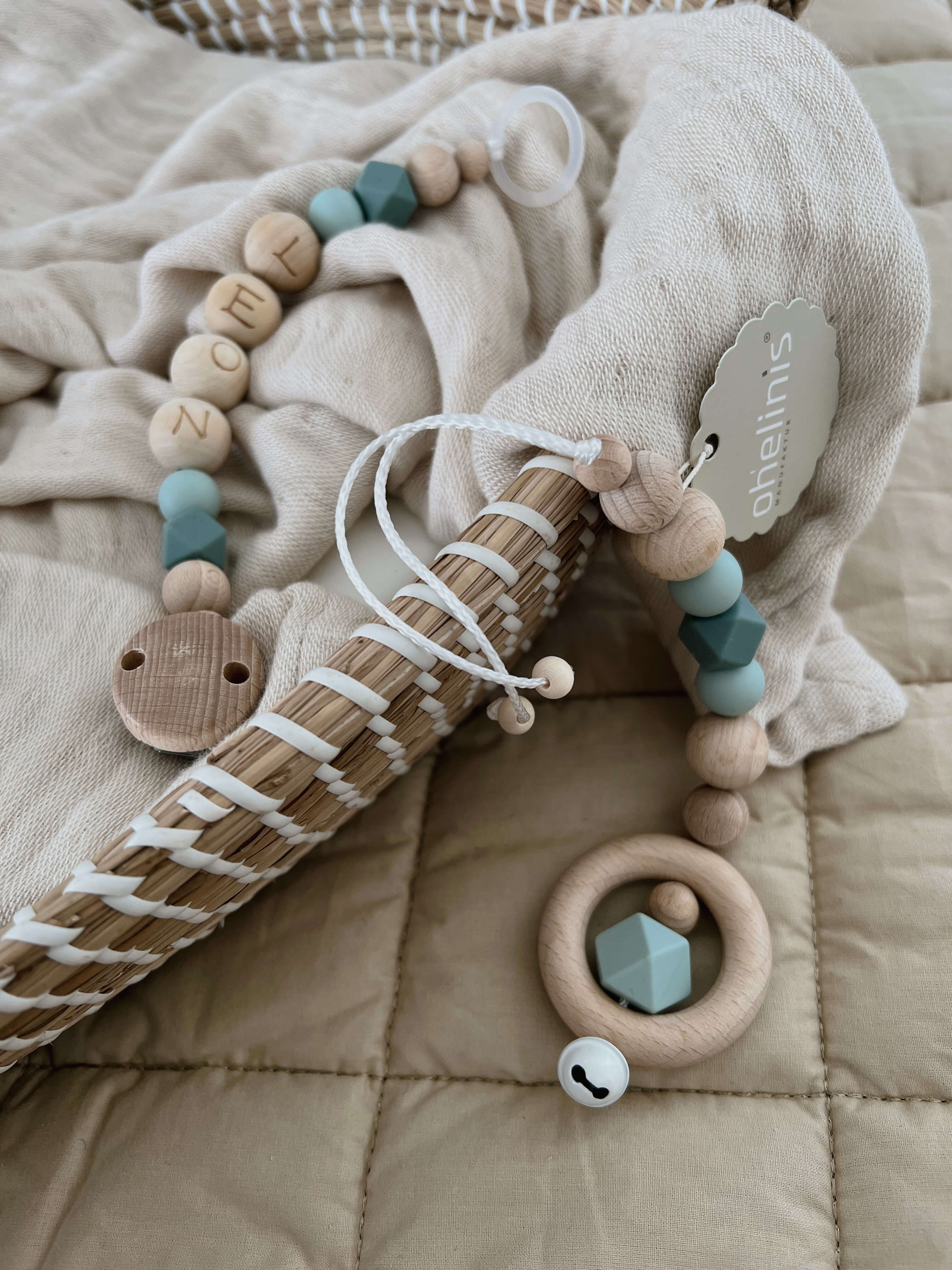 "Schnuller chain & baby seat pendant 'Blue'"