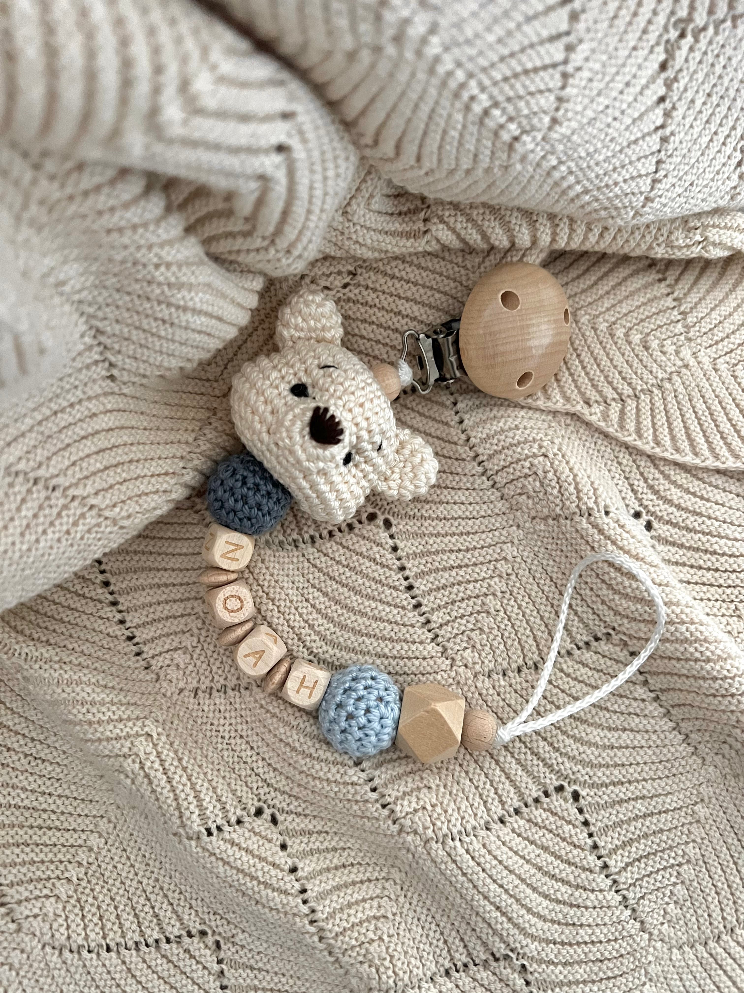 Schnullerkette mit Namen  "Ted Sand"