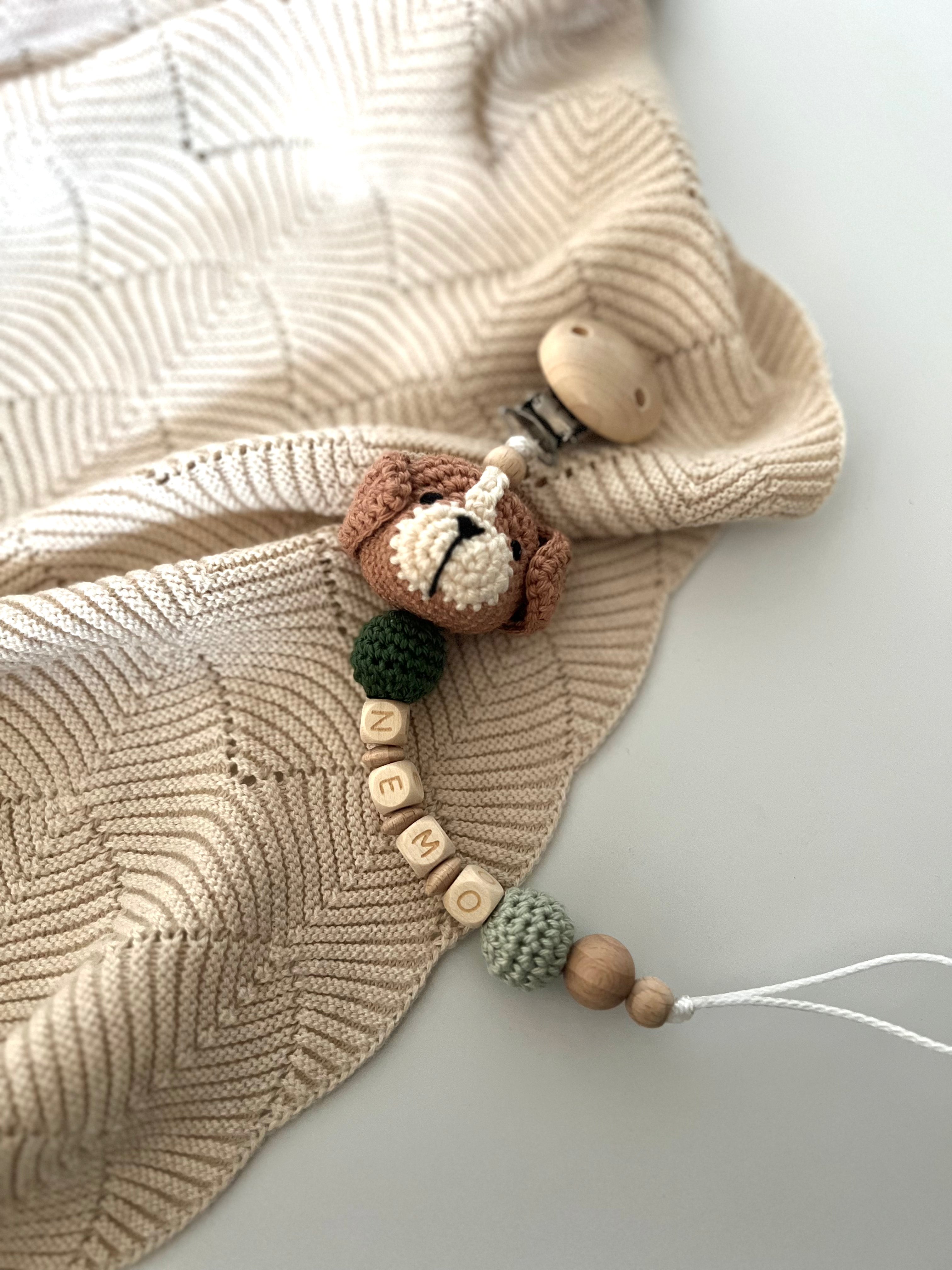 Schnullerkette mit Namen  "Bello"