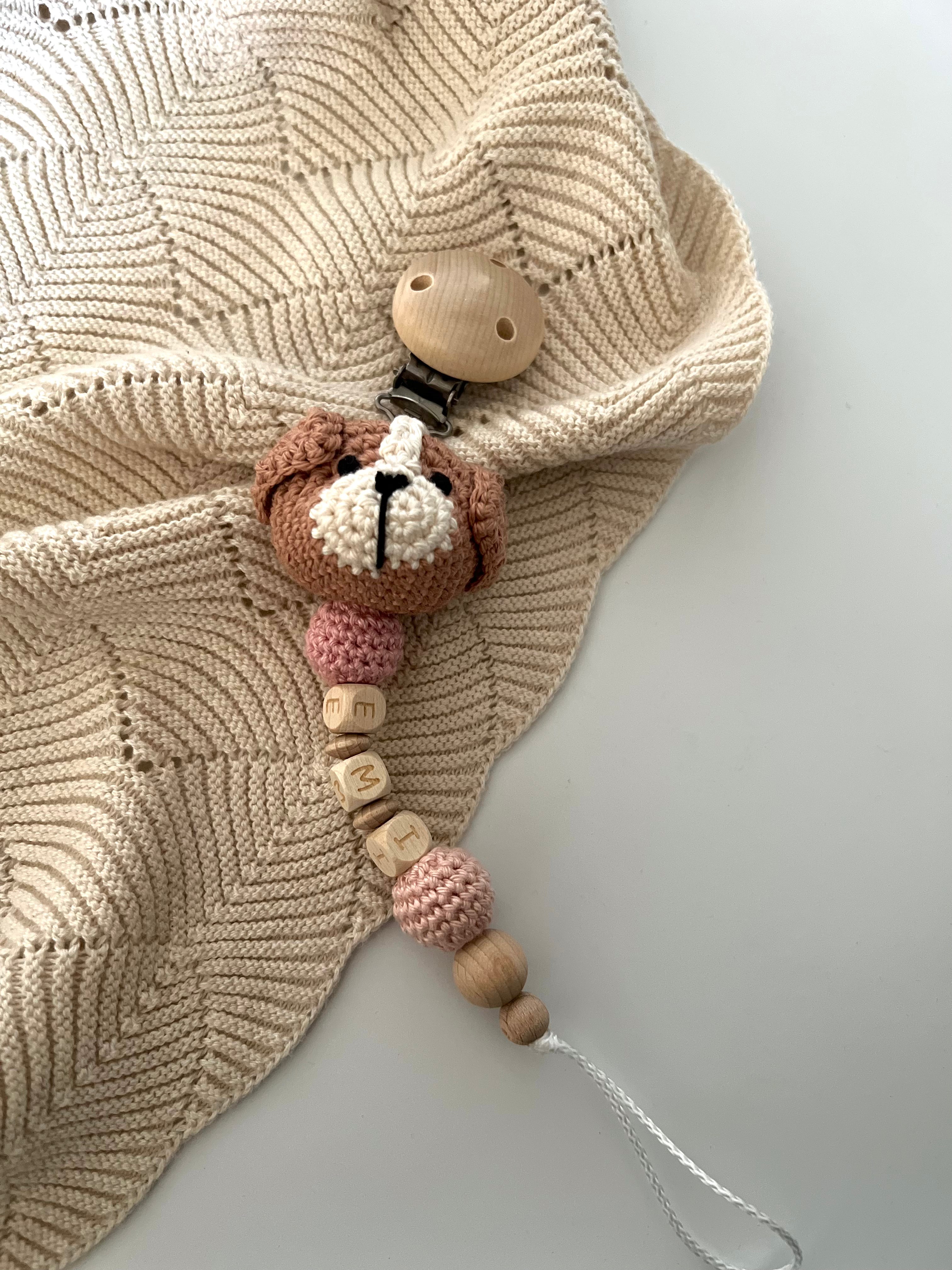 Schnullerkette mit Namen  "Bello"