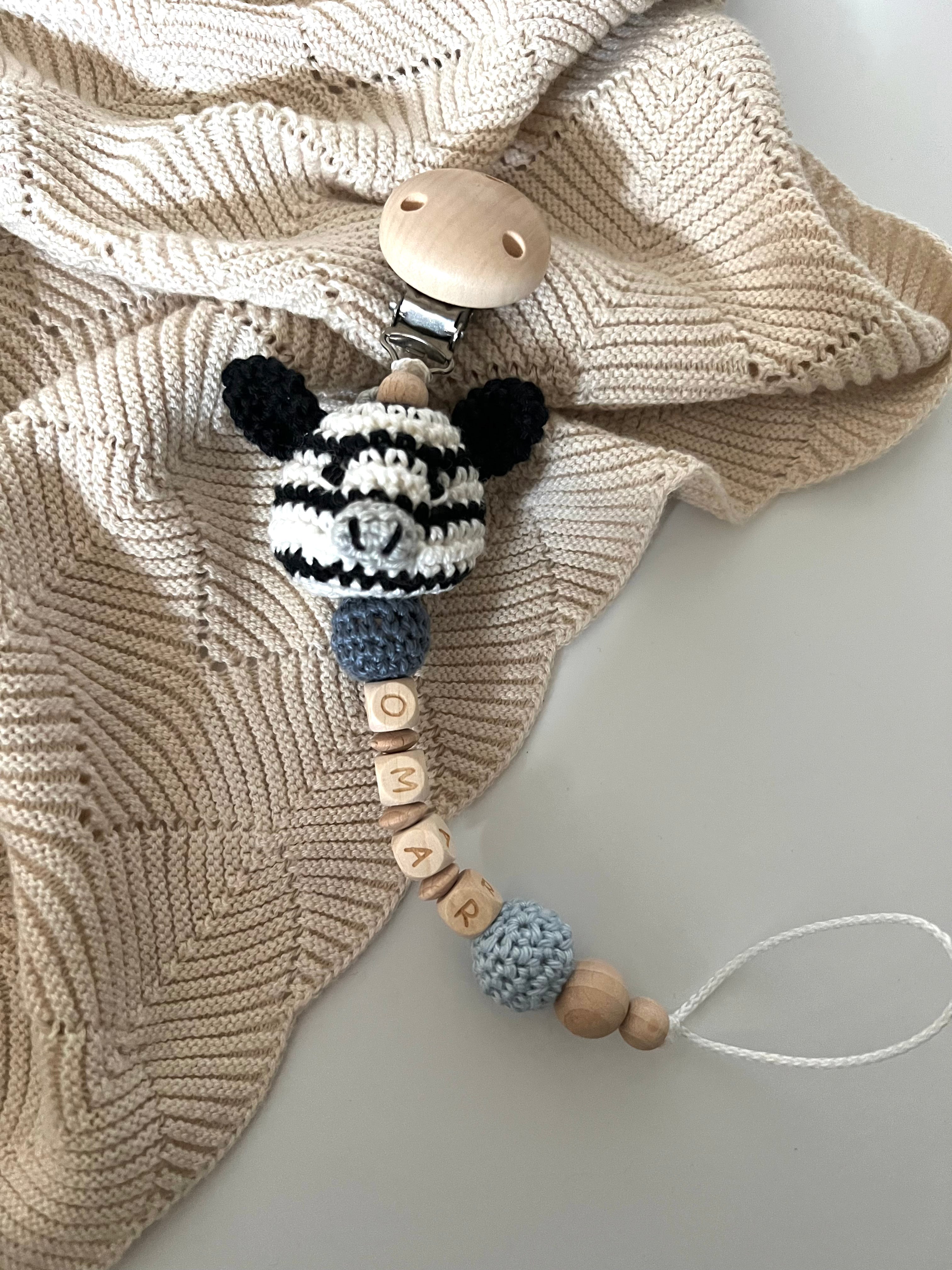 Schnullerkette mit Namen  "Zebra Loul"