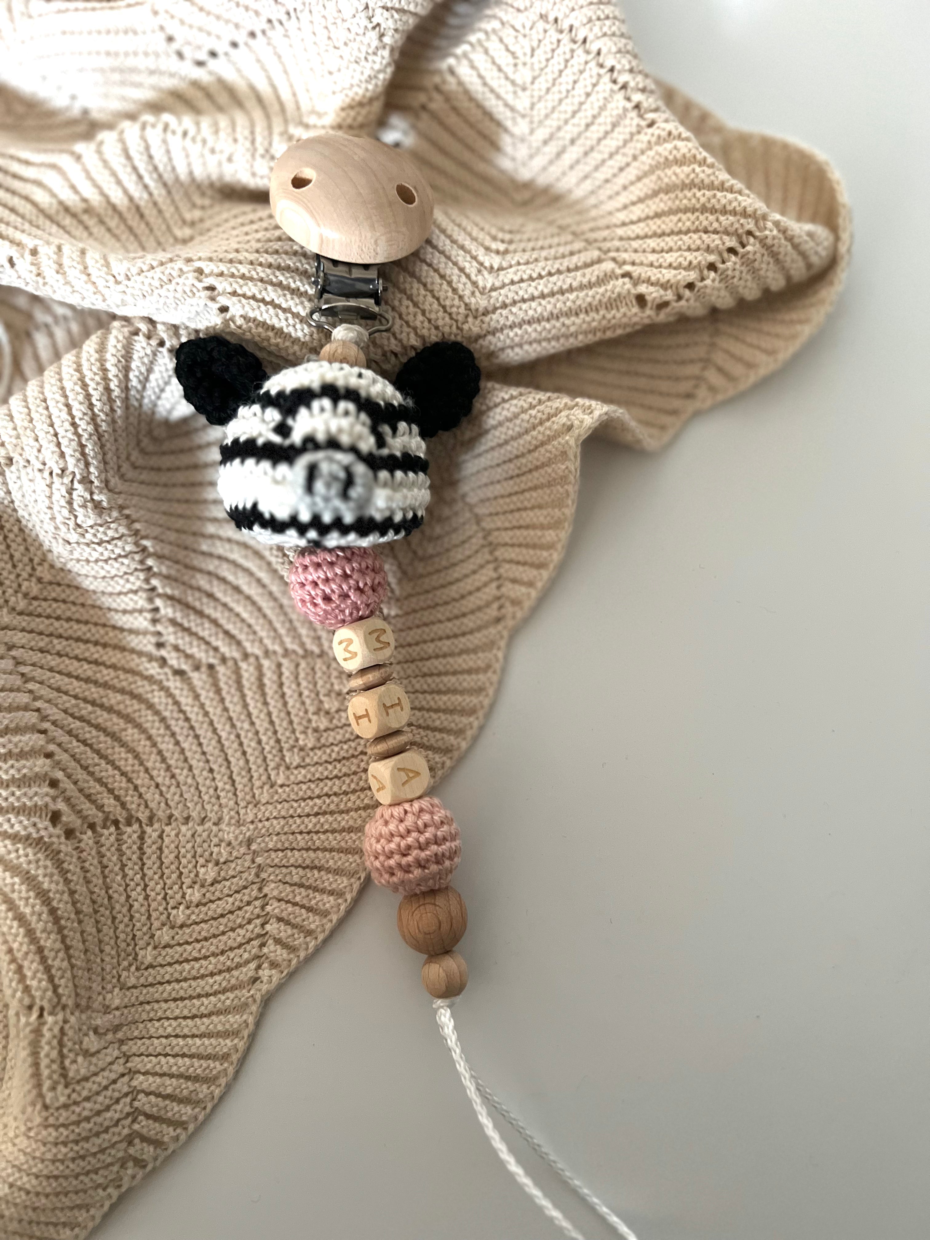 Schnullerkette mit Namen  "Zebra Loul"