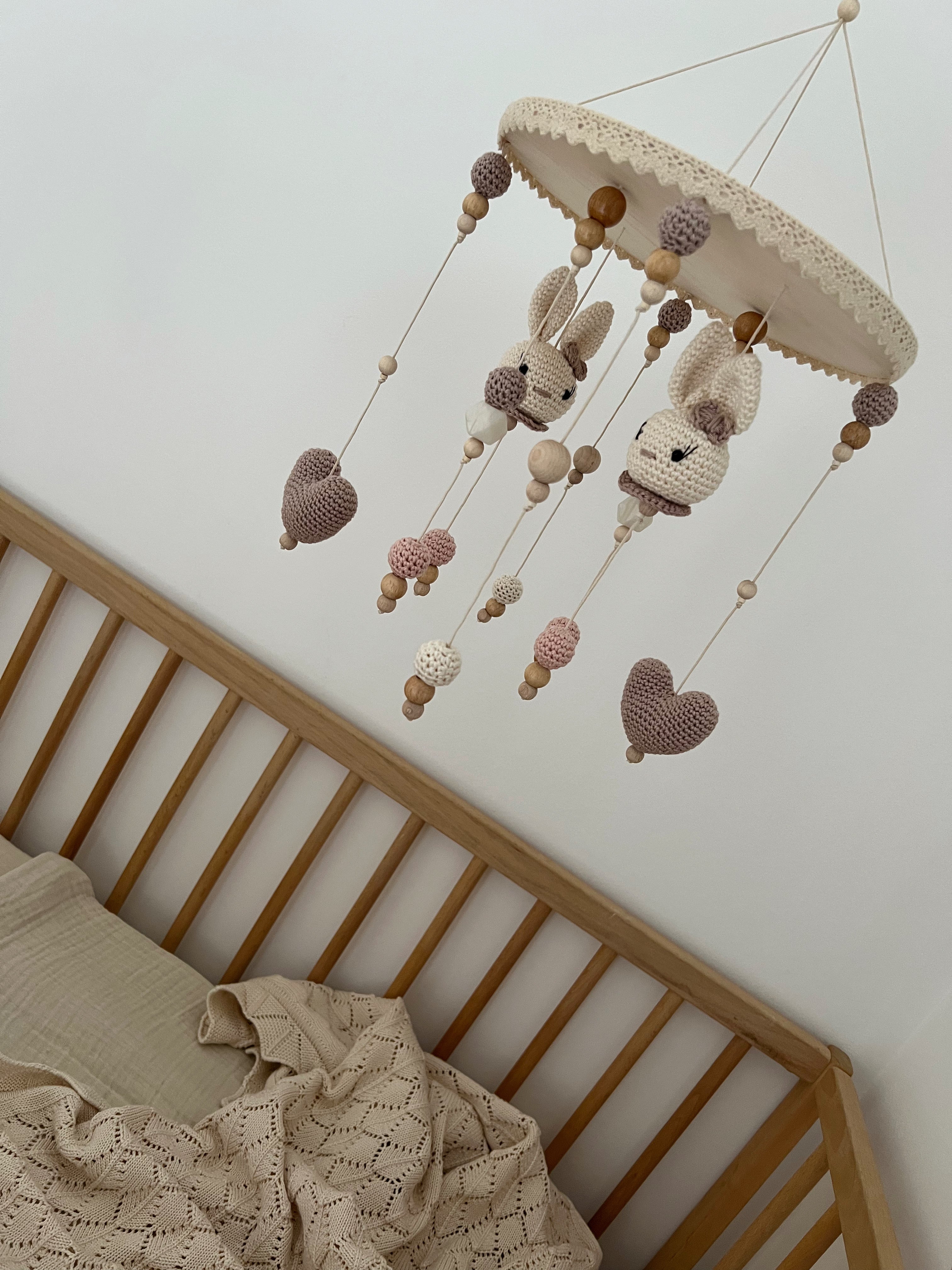 Baby Mobile 2in1 "BUNNY ELEGANT" mit Musik aus Holz