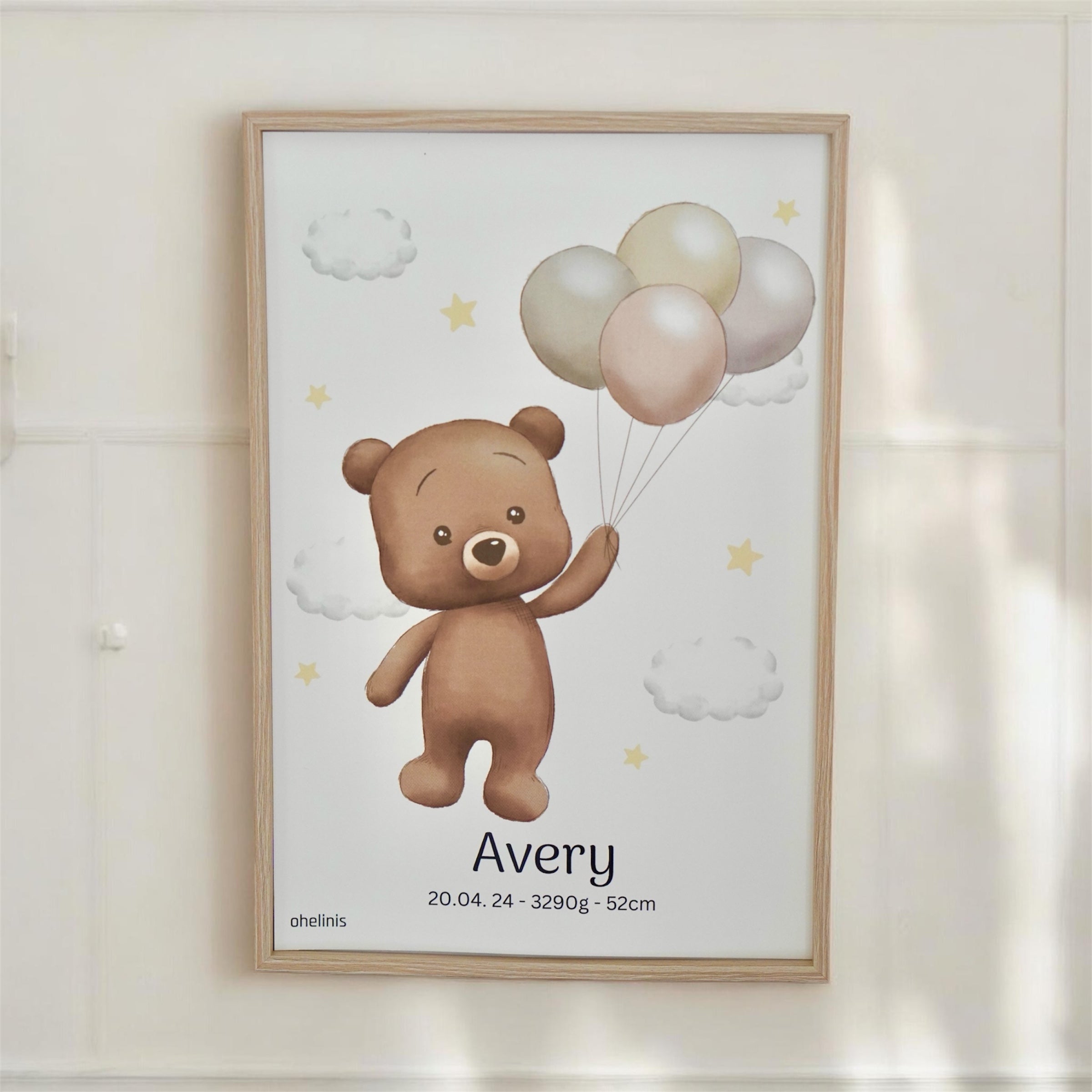 Personalisiertes Geburtsposter “TED BALLOON“