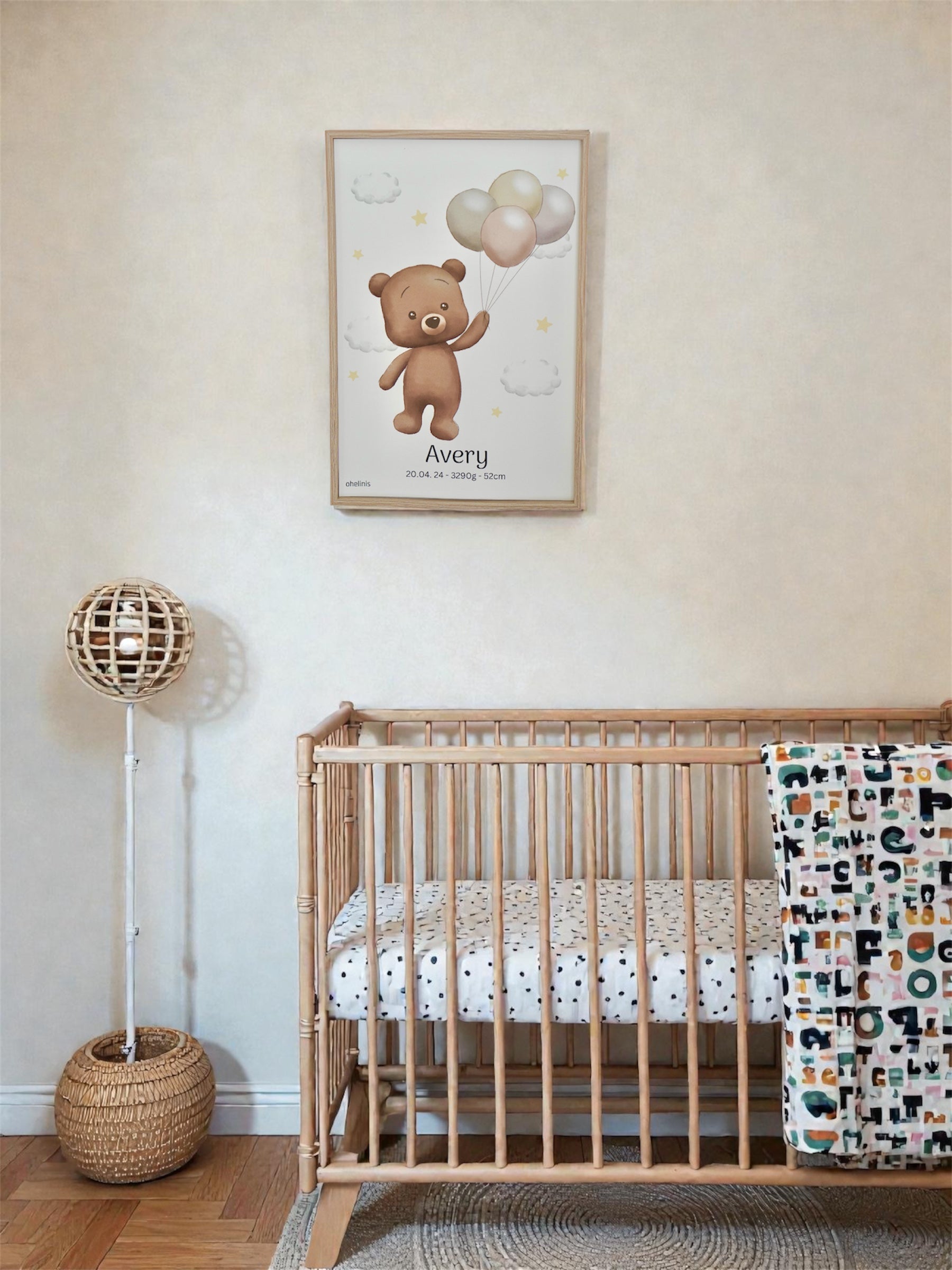 Personalisiertes Geburtsposter “TED BALLOON“