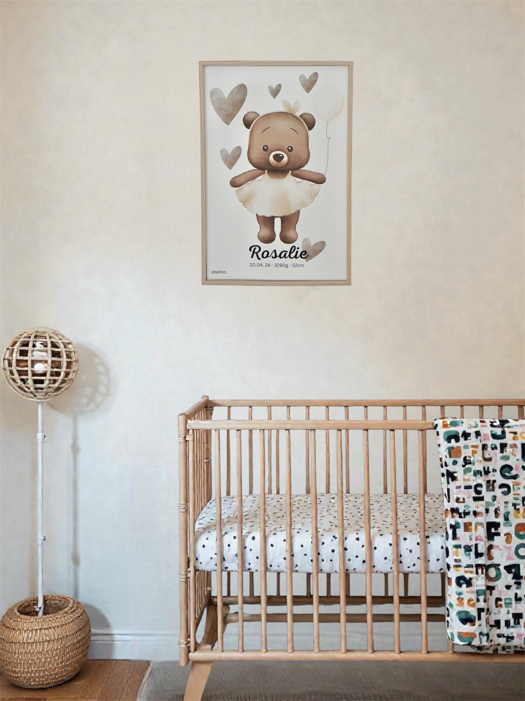 Personalisiertes Geburtsposter "TED ROMY HEART"