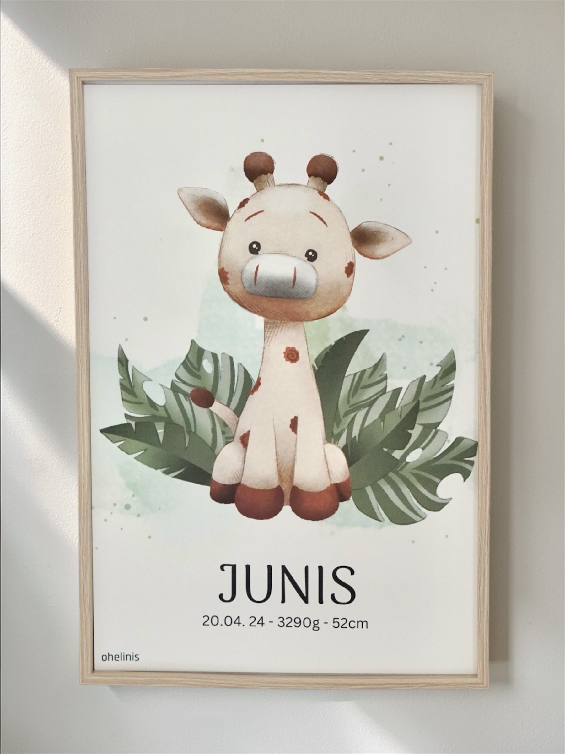 Personalisiertes Geburtsposter "GIRAFFI SAFARI"