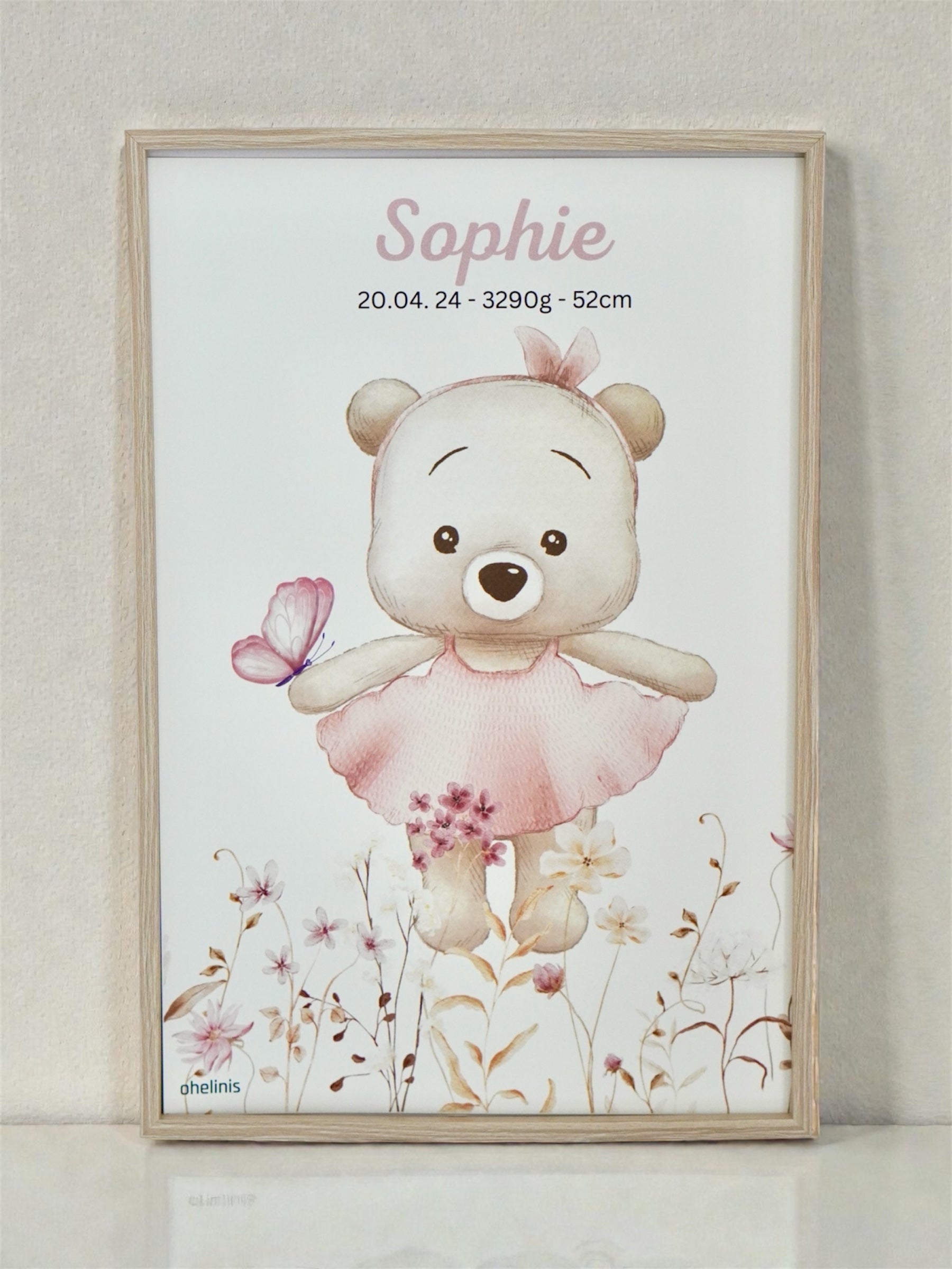 Personalisiertes Geburtsposter "COTTON CANDY BUTTERFLY"