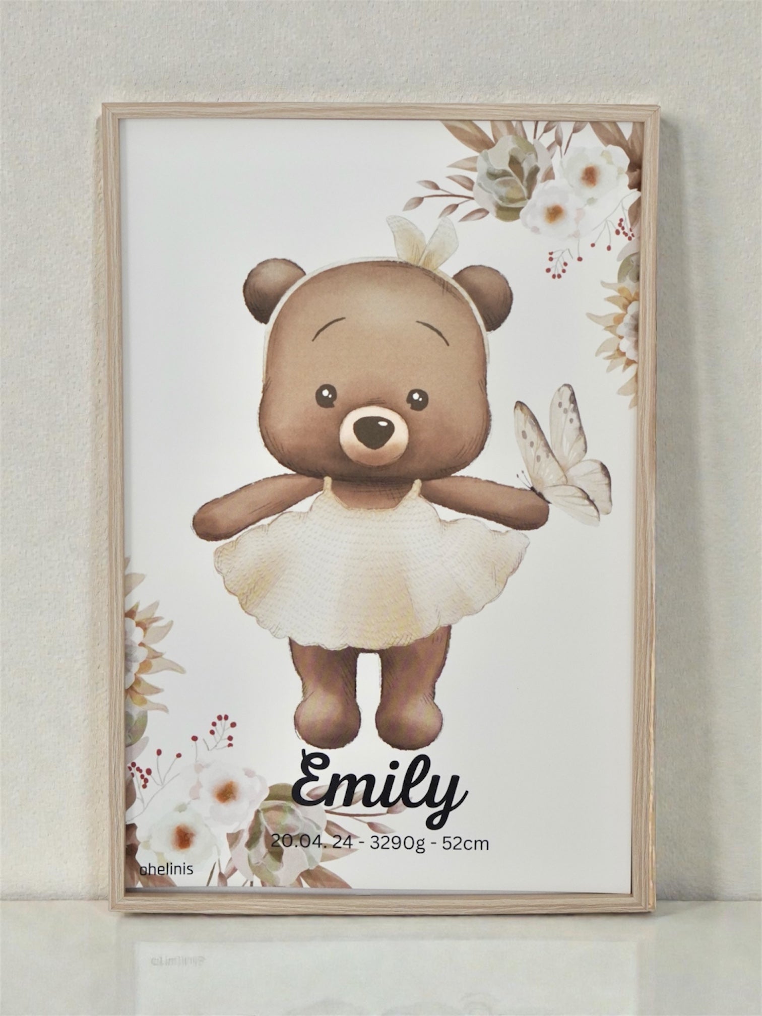 Personalisiertes Geburtsposter "TED ROMY BLOOM"