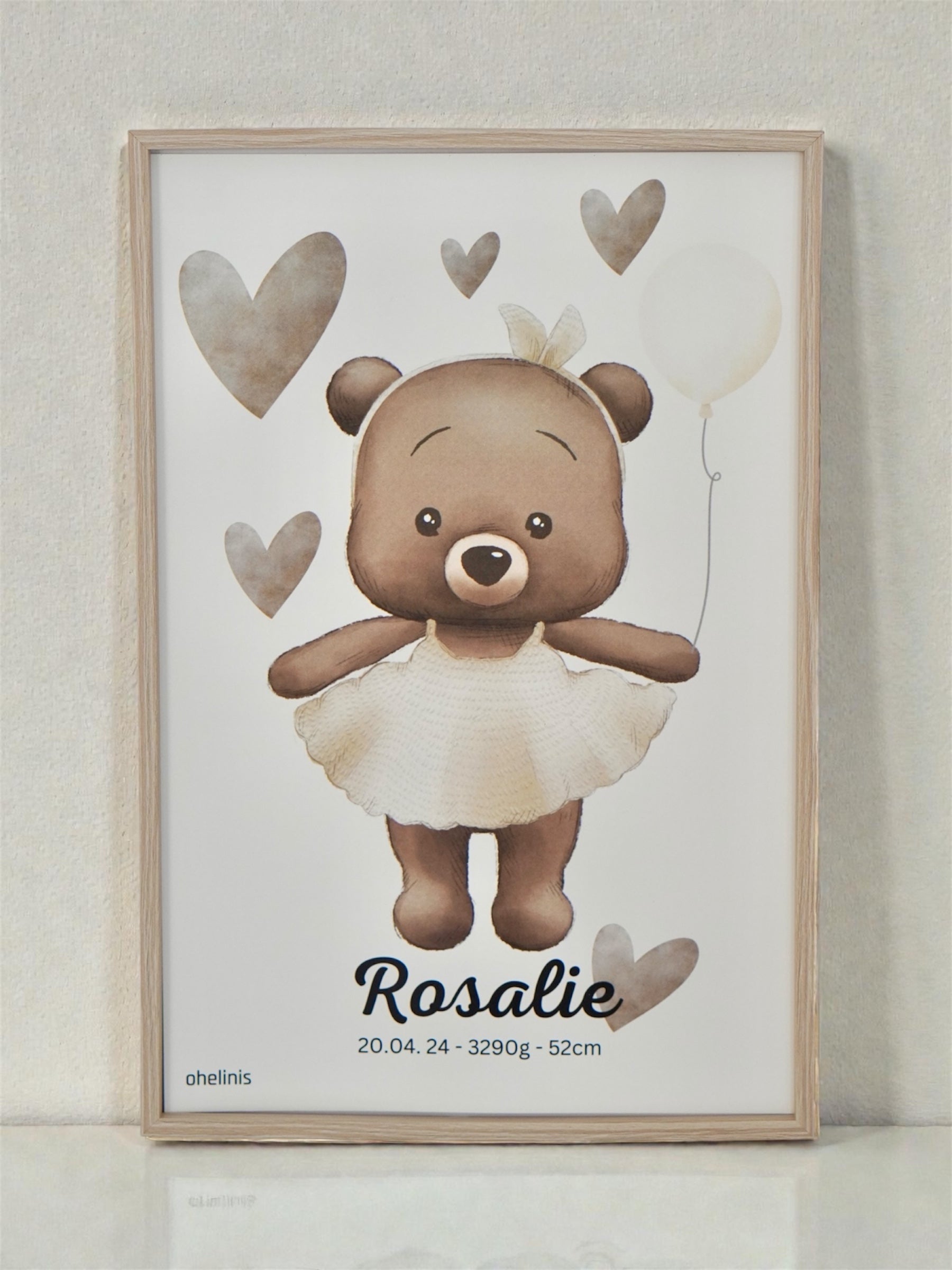 Personalisiertes Geburtsposter "TED ROMY HEART"