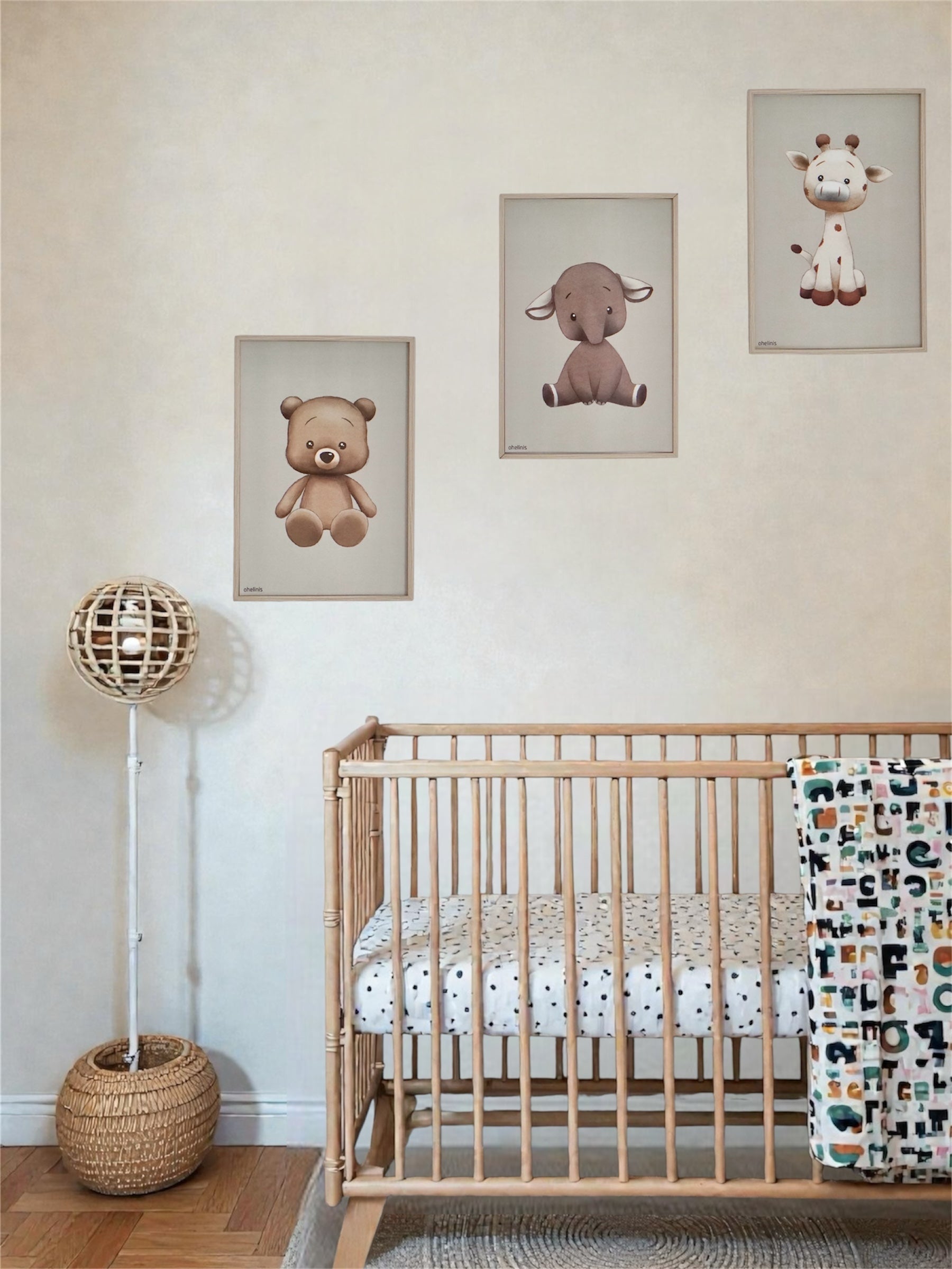 3er Set Poster "TED/ELFI/GIRAFFI"