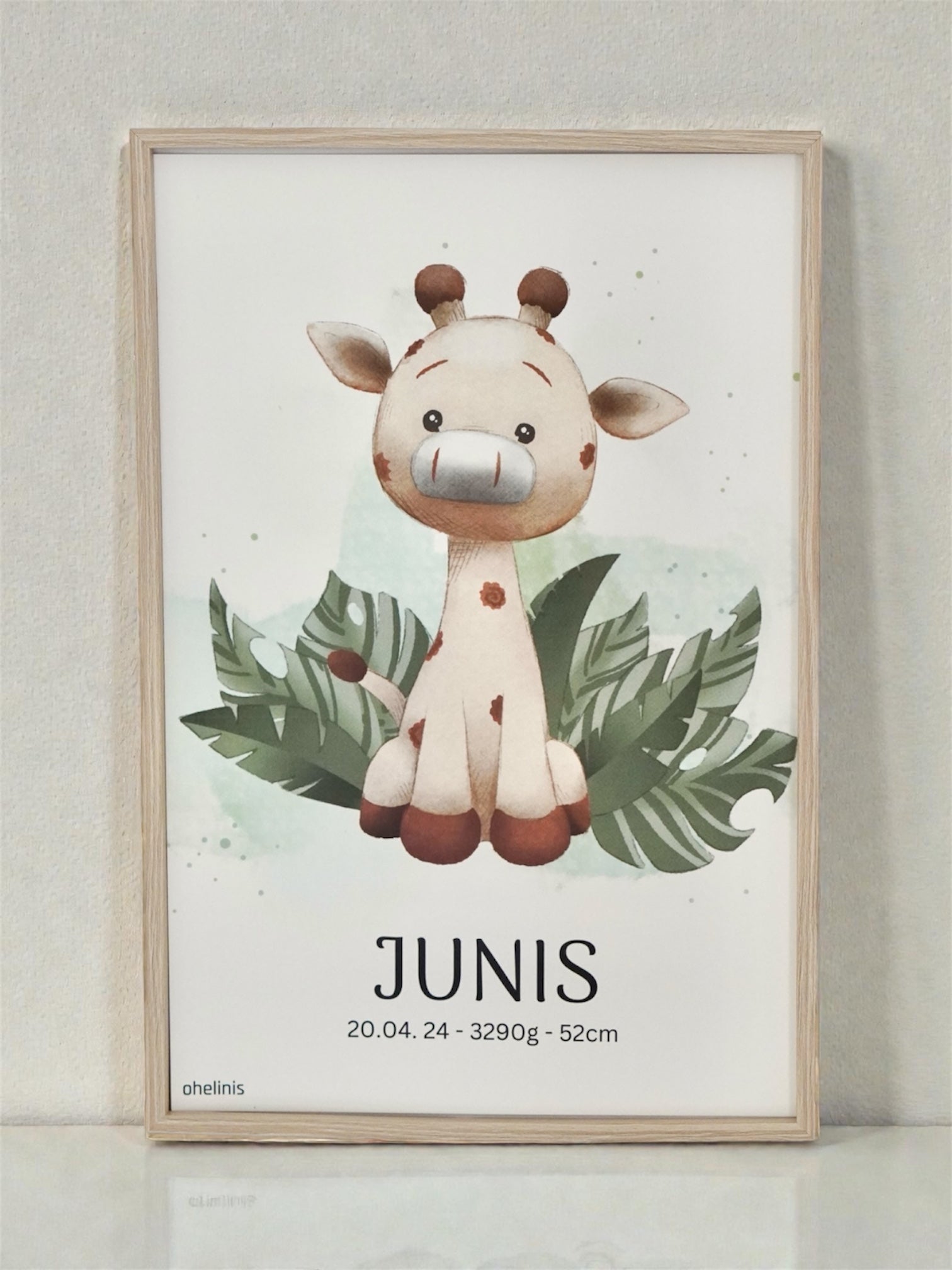 Personalisiertes Geburtsposter "GIRAFFI SAFARI"