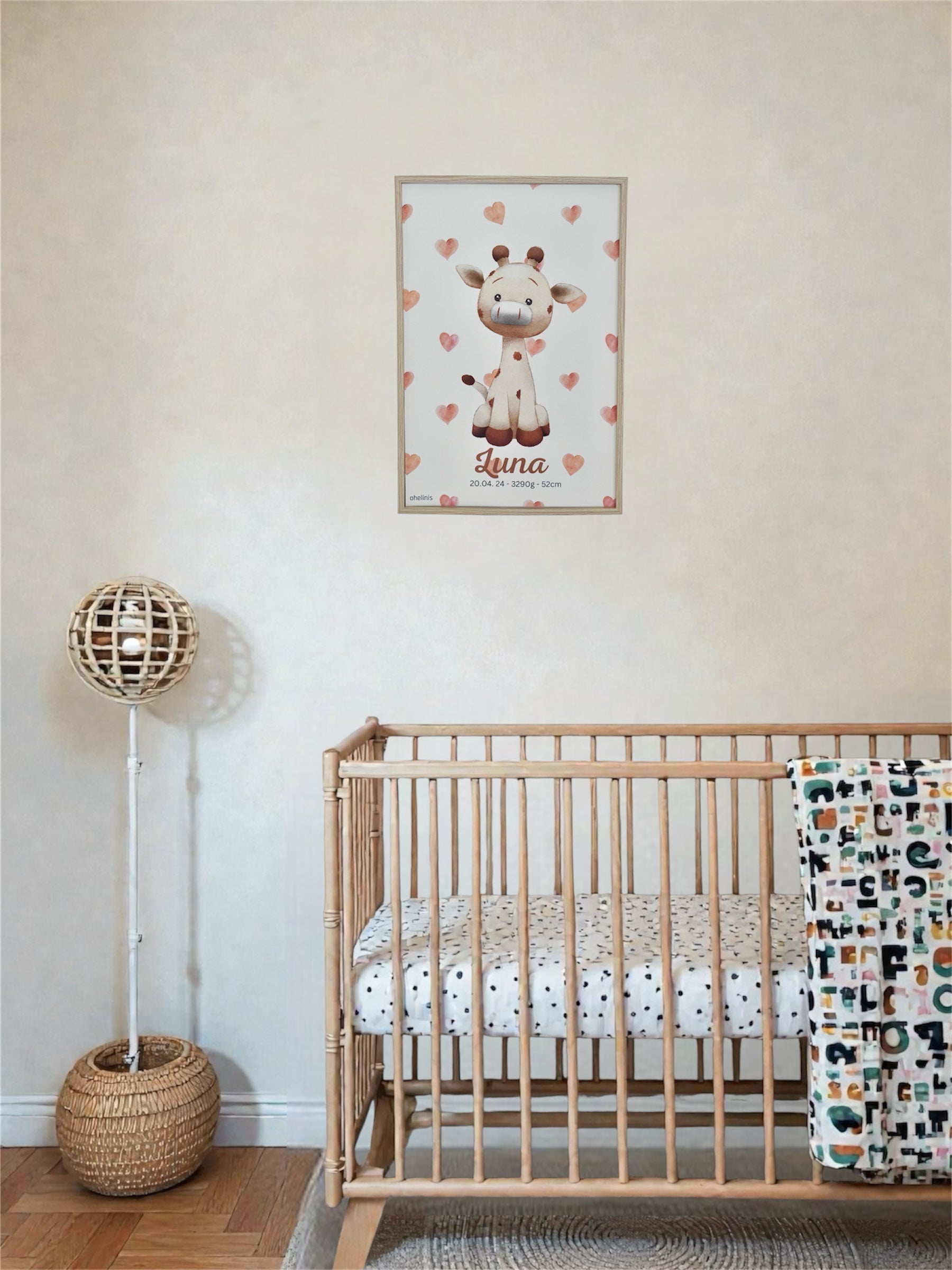 Personalisiertes Geburtsposter "GIRAFFI ELEGANT"