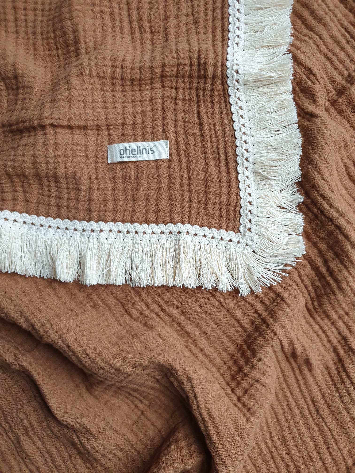 XL Premium Muslin Blanket with Fringes "VINTAGE LINI"