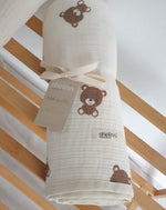 Load image into Gallery viewer, XL Premium Muslin Baby Blanket 4-ply &quot;TED&quot;
