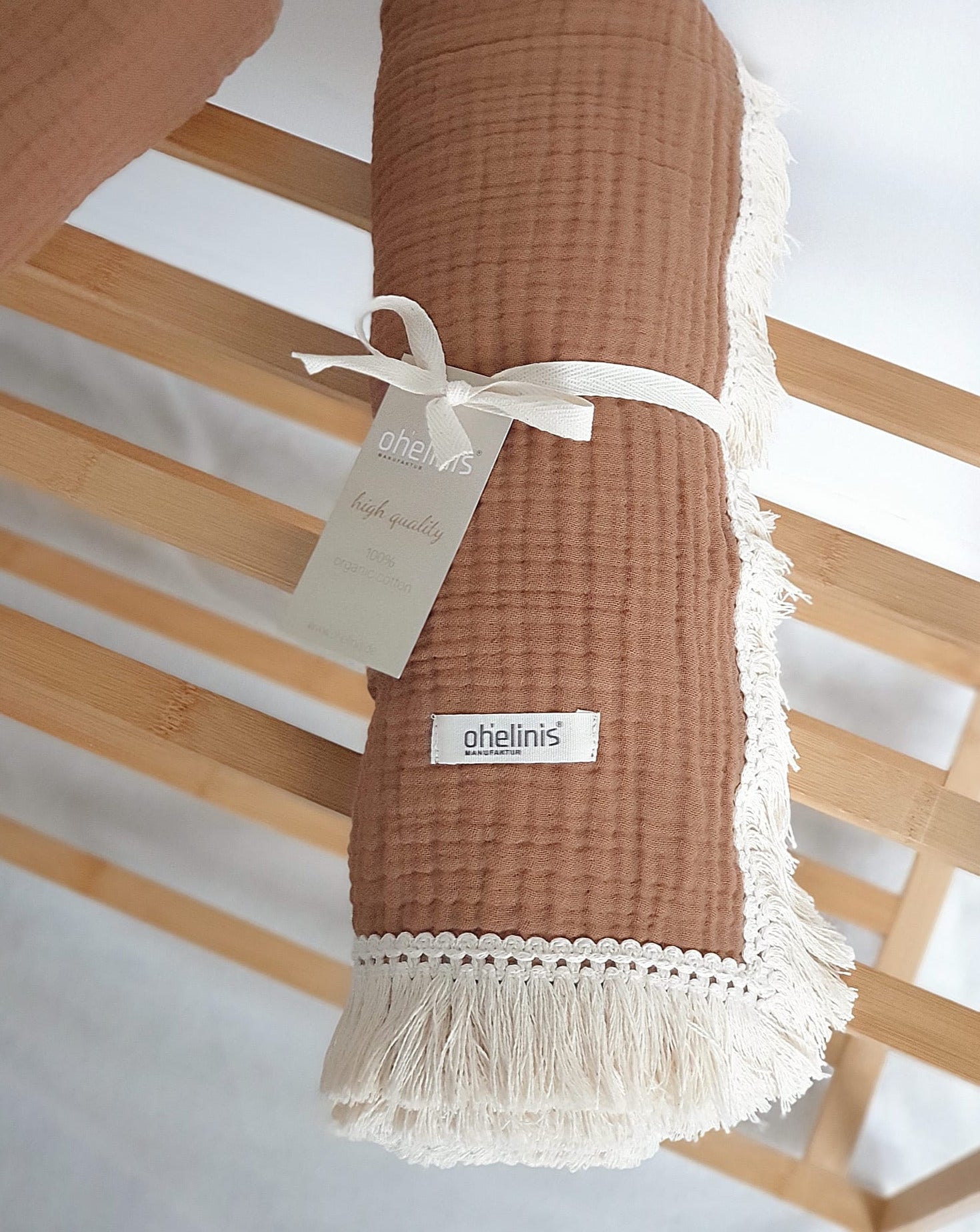 XL Premium Muslin Blanket with Fringes "VINTAGE LINI"